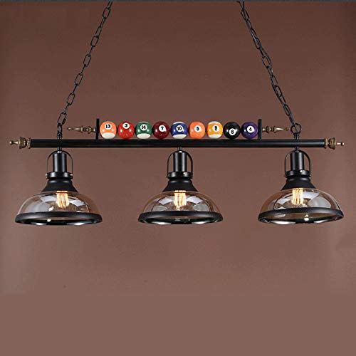 Black Metal Billiard Pendant Lamp with 3 Glass Shades - Ceiling Lighting Fixture for 7'-8' Pool Tables, Game Rooms & Bars | Durable Pool Table Light for Home Entertainment & Sports Bars