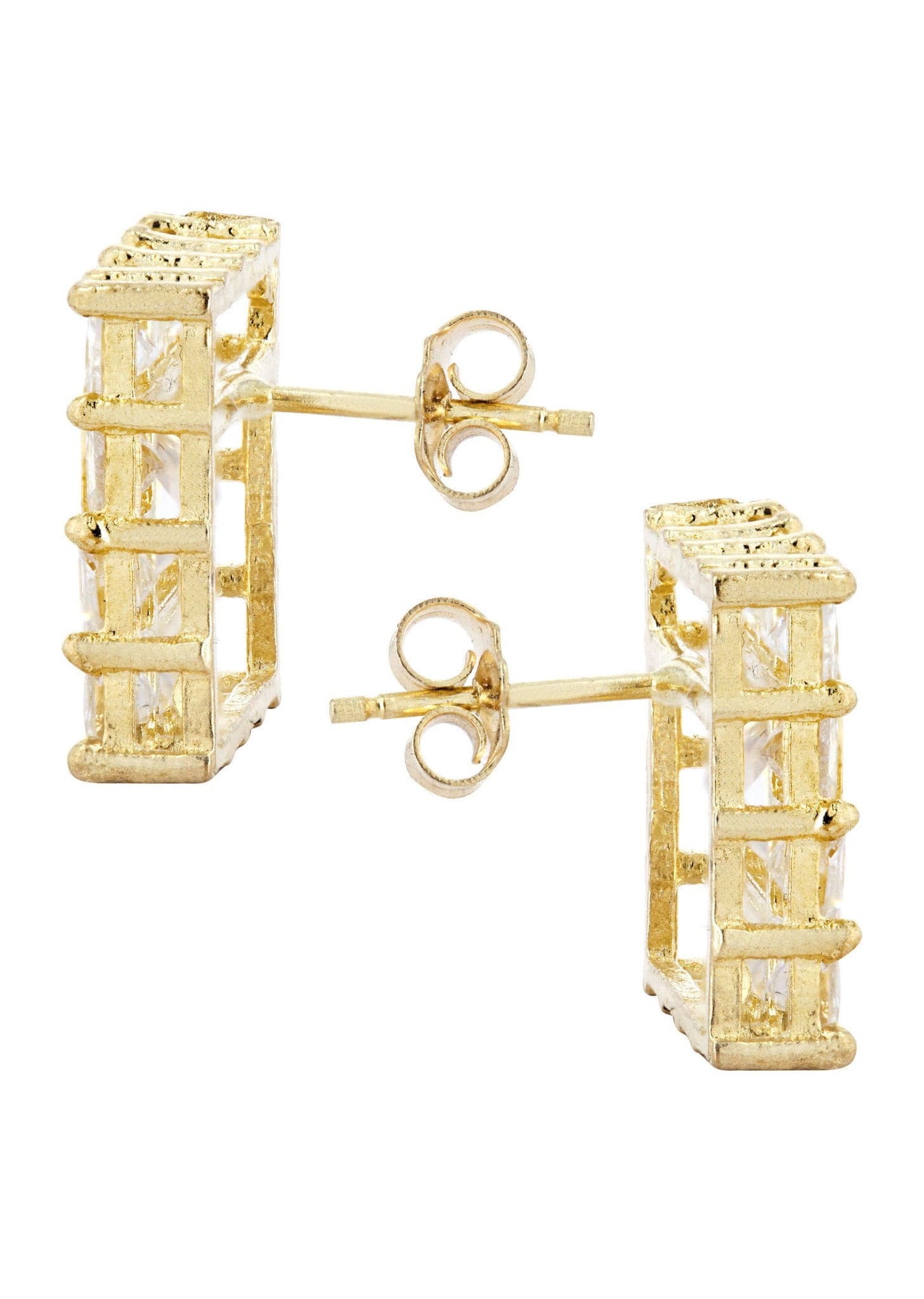 10K Yellow Gold CZ Stud Earrings - 0.5 Inch Round Cubic Zirconia Studs for Women | Perfect for Everyday Wear, Parties & Special Occasions