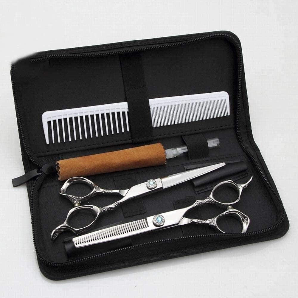 Professional 6 Inch Barber Scissors Set - Stainless Steel Hair Cutting Shears with Flat & Texturizing Scissors for Precision Hair Styling - Perfect for Salon, Home Use & Hairdressing Training