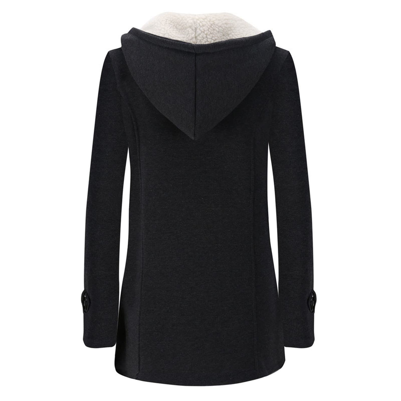 2023 Women's Winter Coats with Hood - Fashion Fleece Thickened Jacket with Horn Buttons | Warm Outerwear for Snow, Travel & Daily Wear