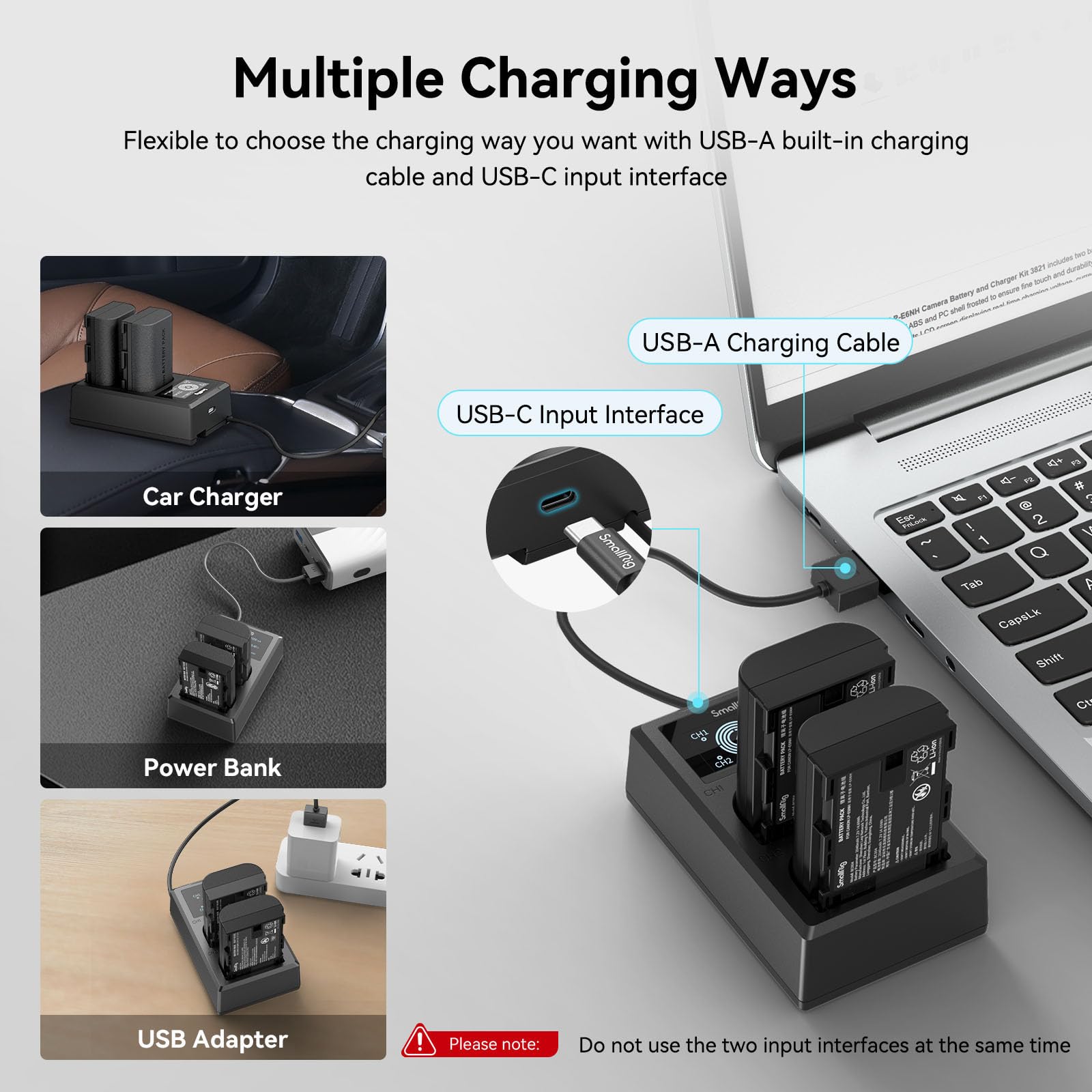 SmallRig LP-E6NH Dual Slot Camera Battery Charger for Canon R5, R6, R7, R5 C, R6 Mark II, 5D IV/III/II, 5DS, 6D, 6D II, 7D, 7D II, 60D, 70D, 80D, 90D - Fast Charging & Reliable Power Solution for Photography & Videography