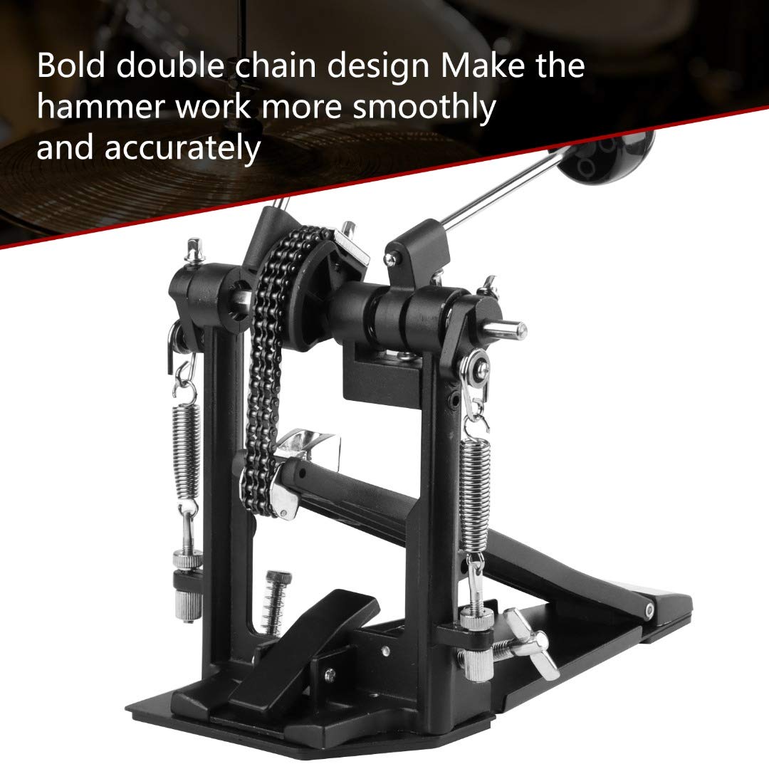 Double Bass Drum Pedal for Electric Drum Kit - Heavy Duty Double Kick Bass Pedal with 2 Drum Beater Sticks & Drum Key - Perfect for Metal, Rock & Studio Drumming