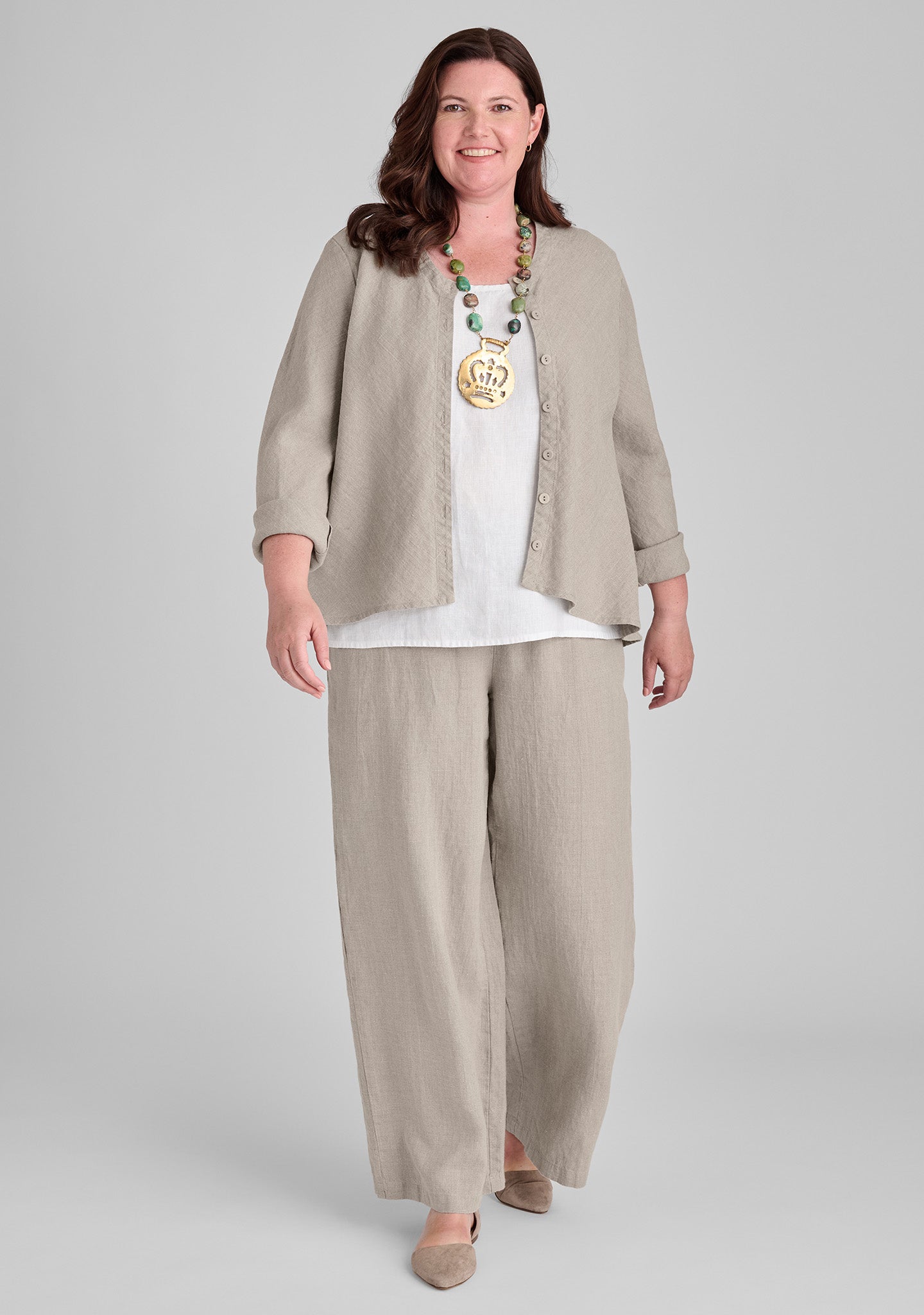Flowing Linen Pants for Women - Elastic Waist Comfortable Wide Leg Trousers - Perfect for Summer, Beach, Yoga and Casual Wear