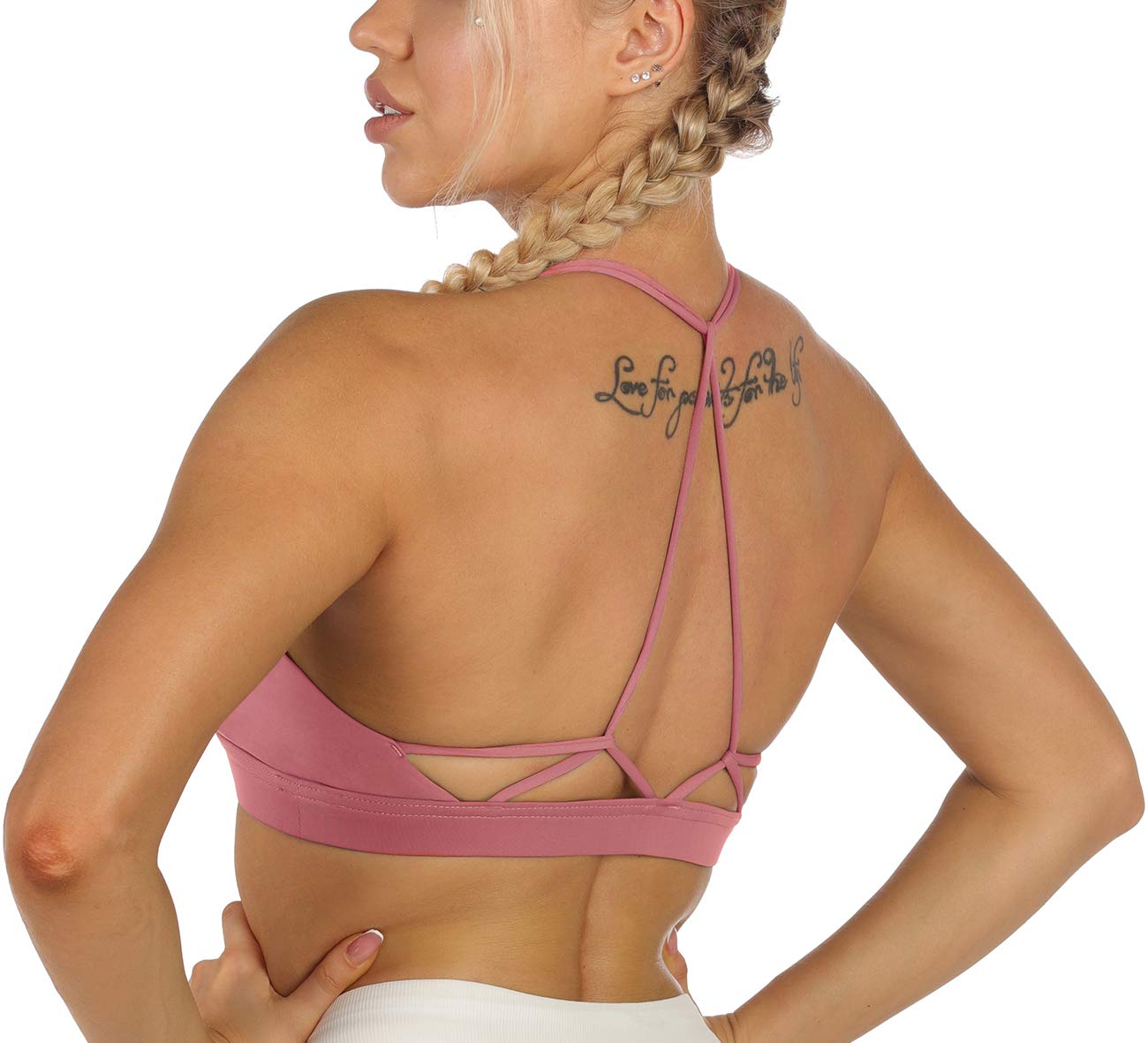 Icyzone Women's High Neck Strappy Sports Bra - Medium Support Padded Yoga & Athletic Top for Workout, Running & Gym
