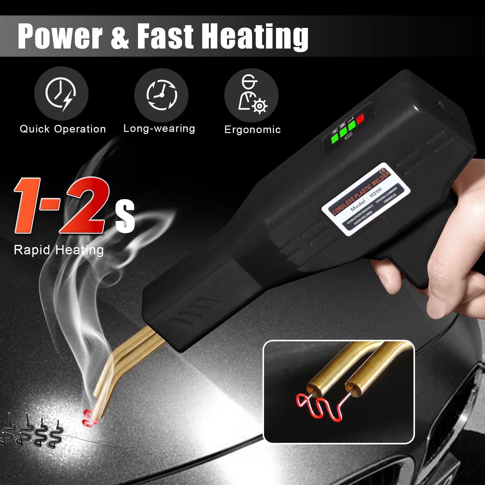 220W Cordless Plastic Welder Kit with 1000PCS Staples & 5000mAh Battery - USB Rechargeable Hot Stapler for Car Bumper Repair, Plastic Welding & DIY Projects | Perfect for Auto Body, Home & Outdoor Plastic Fixes
