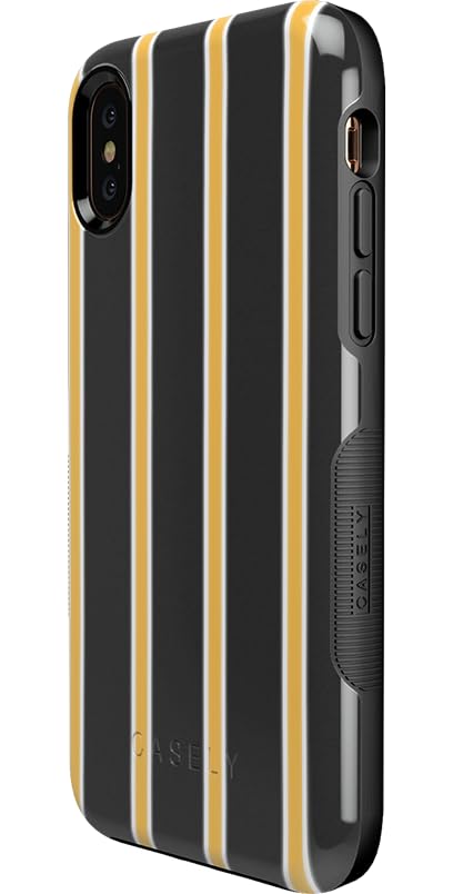 Casely iPhone X/XS Case - Fine Lines Mustard Yellow Pinstripe Protective Cover | Slim Fit, Shockproof & Scratch-Resistant | Perfect for Work, Travel & Everyday Use