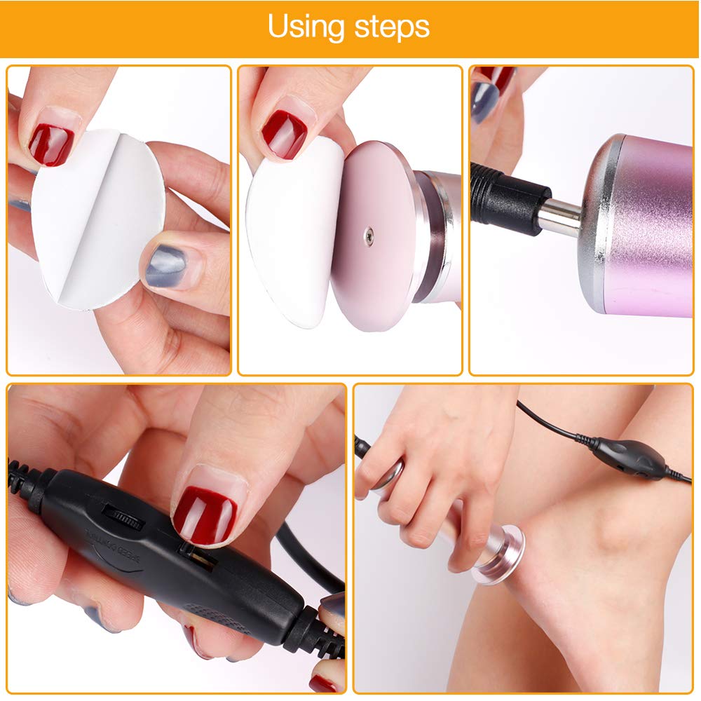 Electric Callus Remover for Feet - Adjustable Speed Pedicure Tool with 60PCS Sanding Discs, Portable Foot File Grinder & Scrubber (Rose Pink) - Perfect for At-Home Pedicures, Dry Skin Removal & Soft Feet Care