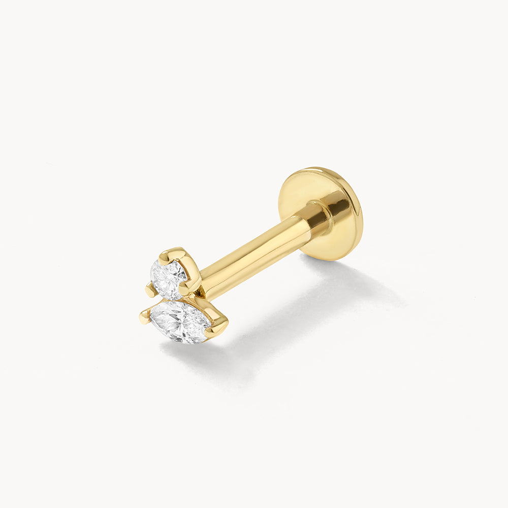 10k Gold Diamond Toi Et Moi Helix Single Stud Earrings for Women - Elegant Cartilage Piercing Jewelry for Everyday Wear & Special Occasions