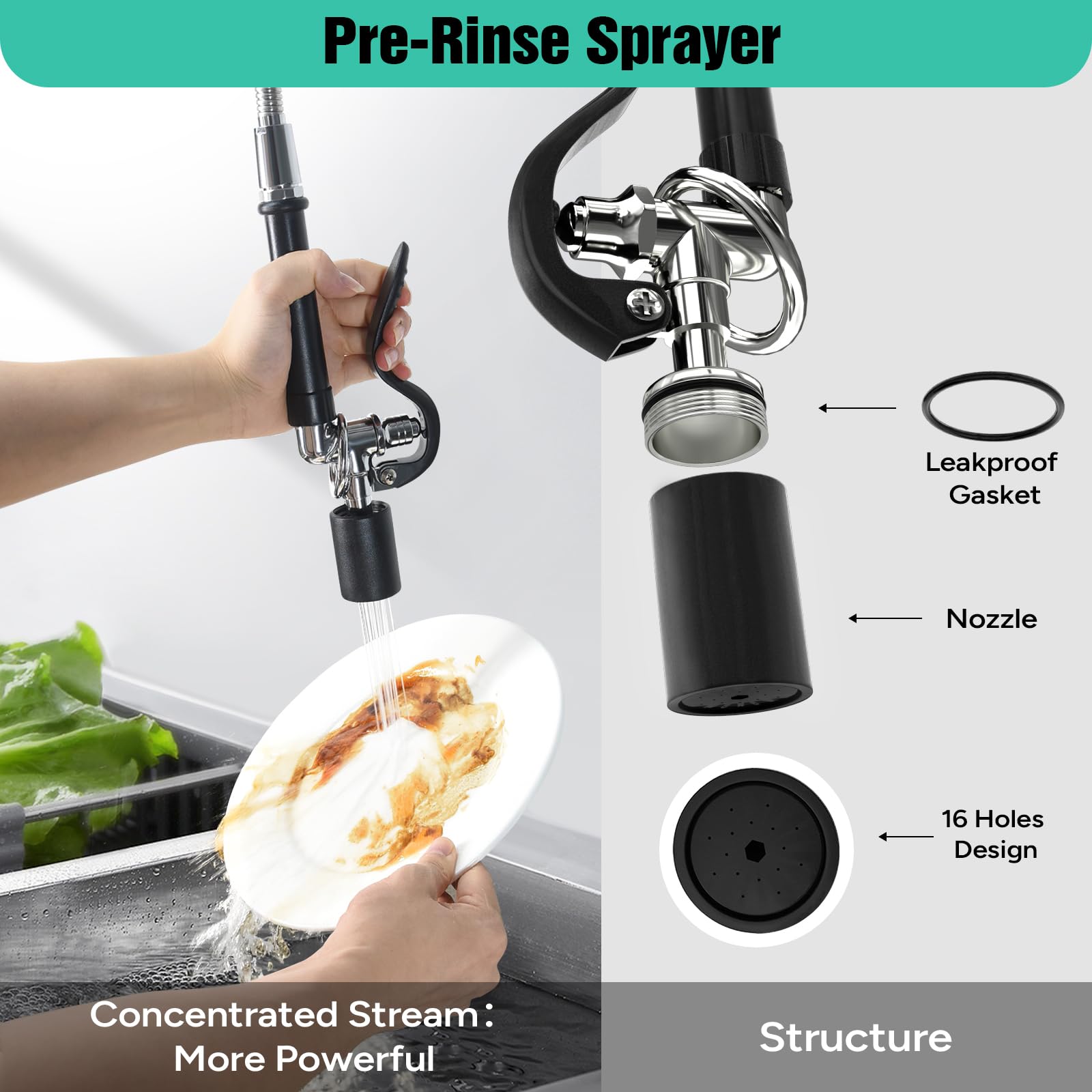 Commercial Sink Faucet with Sprayer - Wall Mount 21