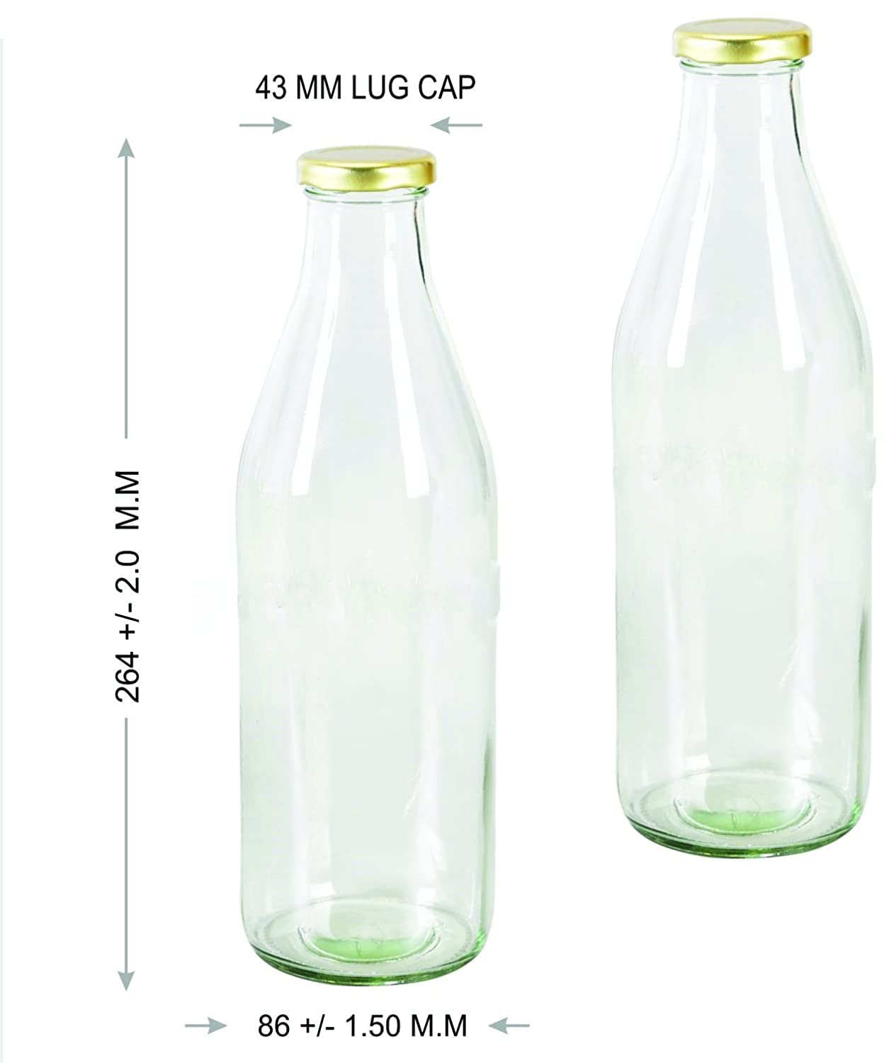 Sunshine Leak-Proof Airtight Glass Bottles 1000ml (2-Pack) - BPA-Free Reusable Beverage Containers for Juice, Milk, Water | Ideal for Fridge Storage, Travel & Daily Hydration