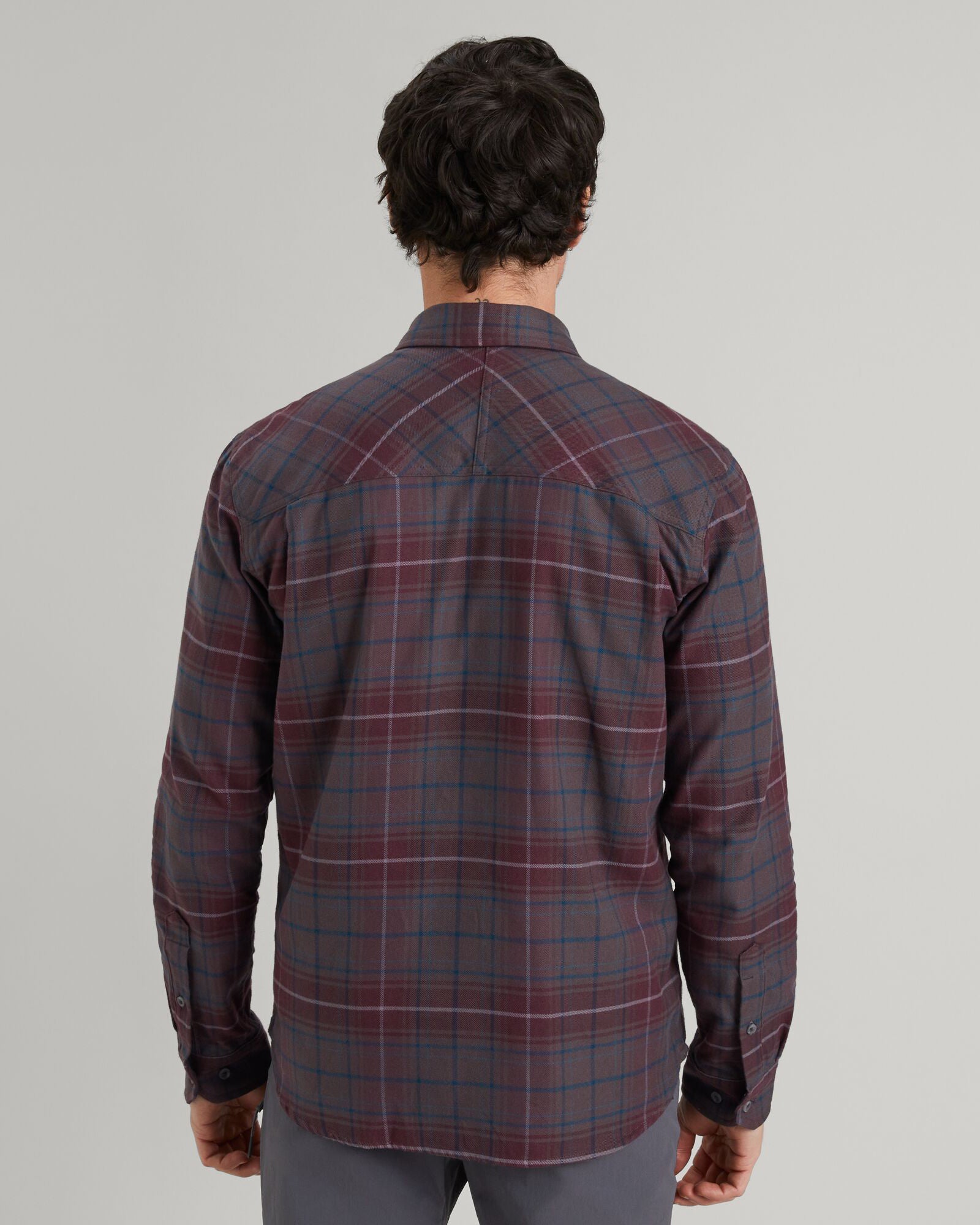 Men's Carrillon HF Long Sleeve Checkered Shirt - Dark Quartz & Deep Lagoon Plaid - Casual Office Wear & Outdoor Activities