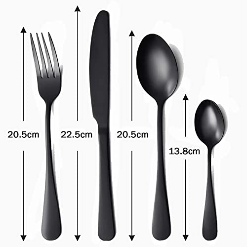 24-Piece Stainless Steel Silverware Flatware Set - Steak Knife, Fork & Dinner Spoon - Elegant Black Cutlery for Western Dining, Kitchen & Table Setting - Perfect for Restaurants, Dinner Parties & Home Use