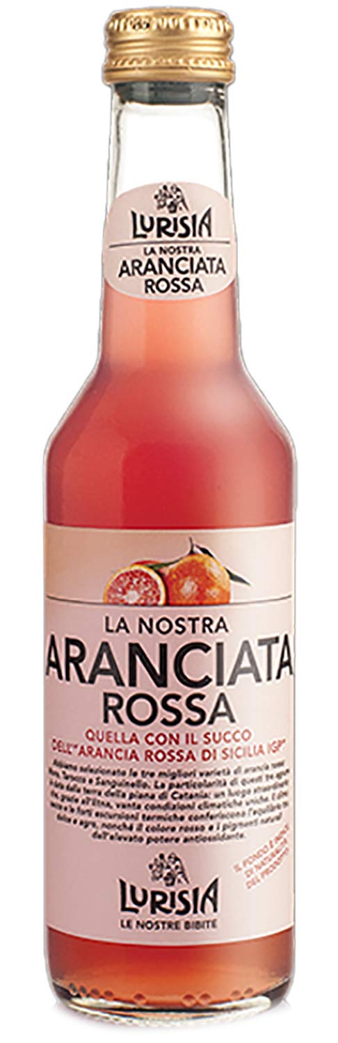 Lurisia La Nostra Aranciata Rossa Blood Orange Soda - 24 Glass Bottles (9.3 oz Each) | Italian Carbonated Beverage | Refreshing Drink for Parties, Picnics & Summer Gatherings