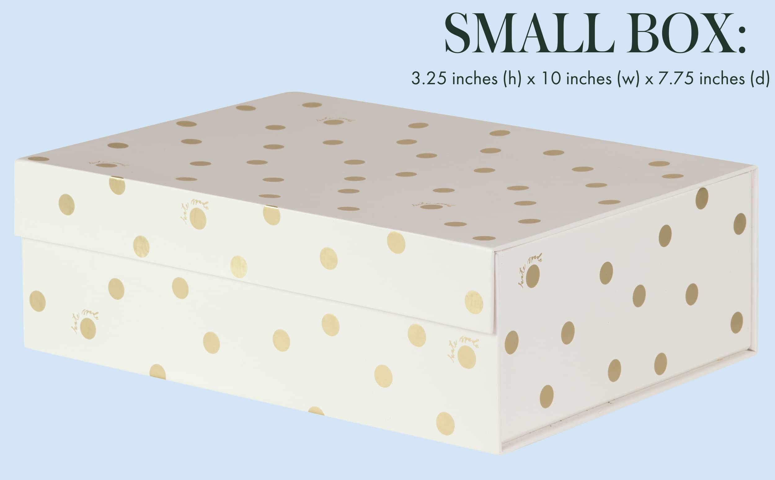 Kate Spade New York 3-Pack Decorative Storage Boxes with Lids - Small Medium Large Pink Nesting Organizer Bins with Magnetic Closure, Gold Dot & Script Design | Perfect for Home Office, Bedroom & Closet Organization
