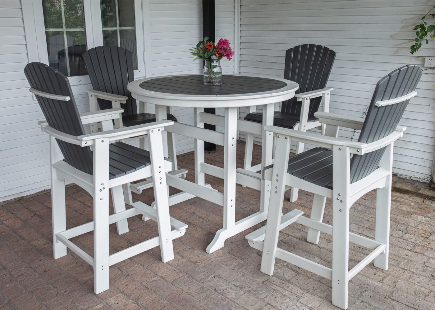 WILLIAMSPACE 2-Piece Patio Bar Stool Set - All-Weather Counter Height Bar Chairs with Back Support for Outdoor & Indoor Use - Perfect for Poolside, Garden, Kitchen, Bar, Deck and Patio Furniture