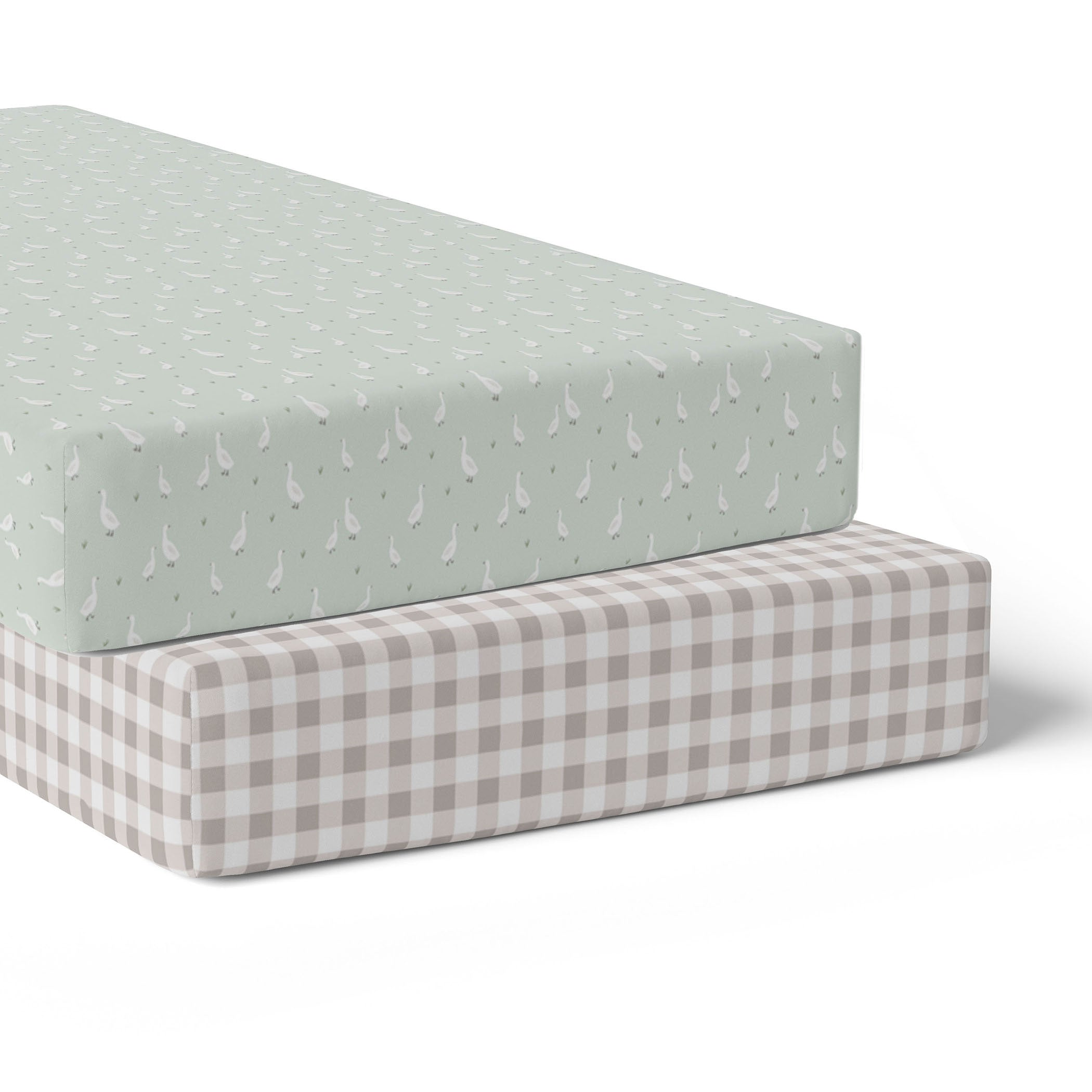 2-Pack Jersey Knit Cot Fitted Sheets - Olive & Taupe Colors | Soft Stretchy Bed Sheets for Baby Cribs, Toddler Beds & Daycare Centers