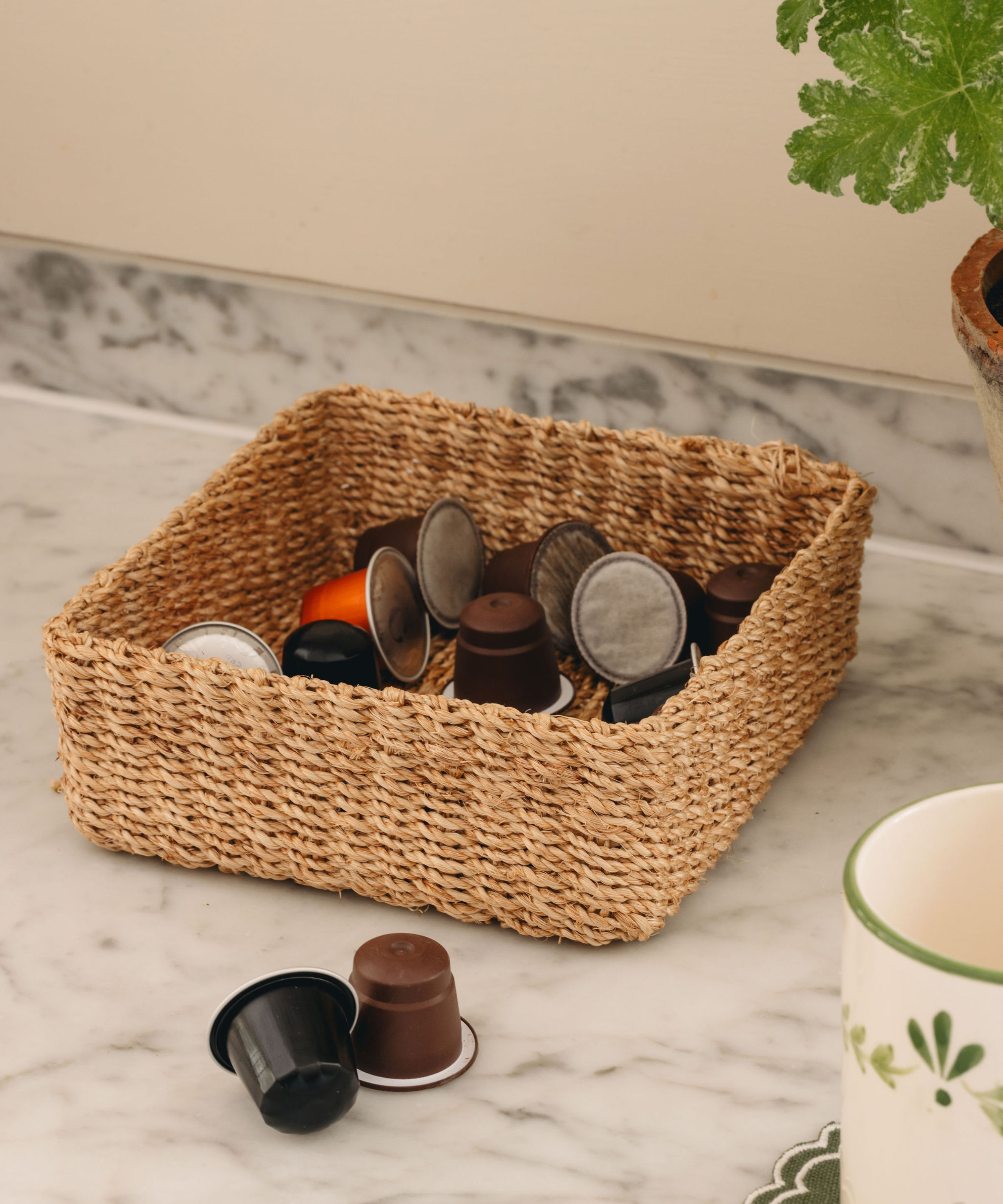 Small Abaca Square Storage Basket - Natural Fiber Organizer for Home, Office & Nursery - Perfect for Toys, Blankets & Decor