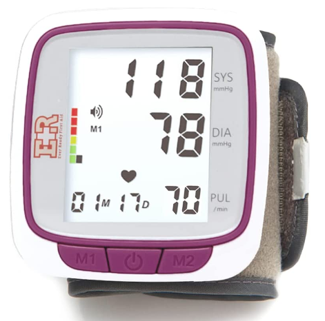Automatic Wrist Blood Pressure Monitor - Pink, Batteries Included, Portable & Accurate Digital BP Cuff for Home Use, Travel, Gym & Health Monitoring
