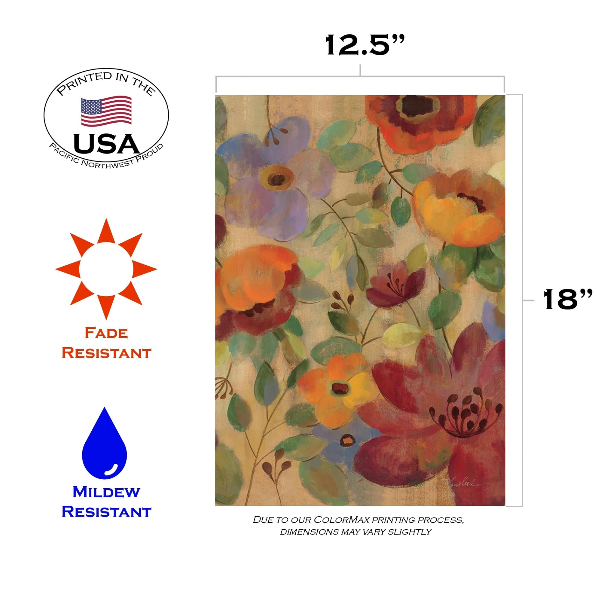Toland Home Garden 119890 Oil Painted Poppies and Lilies Flower Flag - 12x18 Inch Double Sided Garden Flag for Outdoor Yard Decoration | Perfect for Spring Garden, Front Porch, and Housewarming Gifts