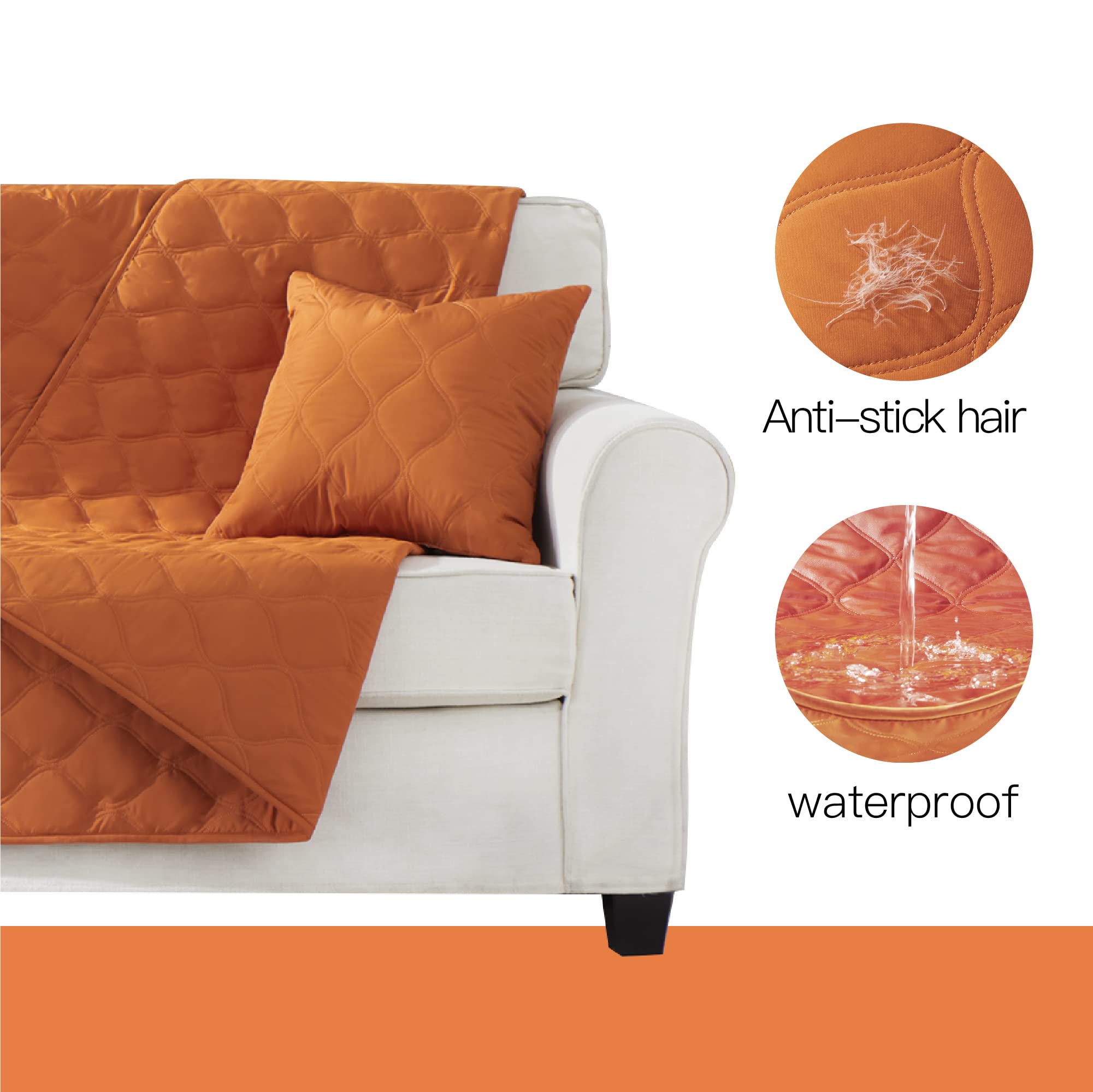 Allisandro Reversible Waterproof Pet Sofa Cover - Large 82x56 Inch Dog & Cat Couch Protector, Durable Pet Blanket for Furniture Protection, Orange - Perfect for Living Room, Bedroom & Pet-Friendly Homes