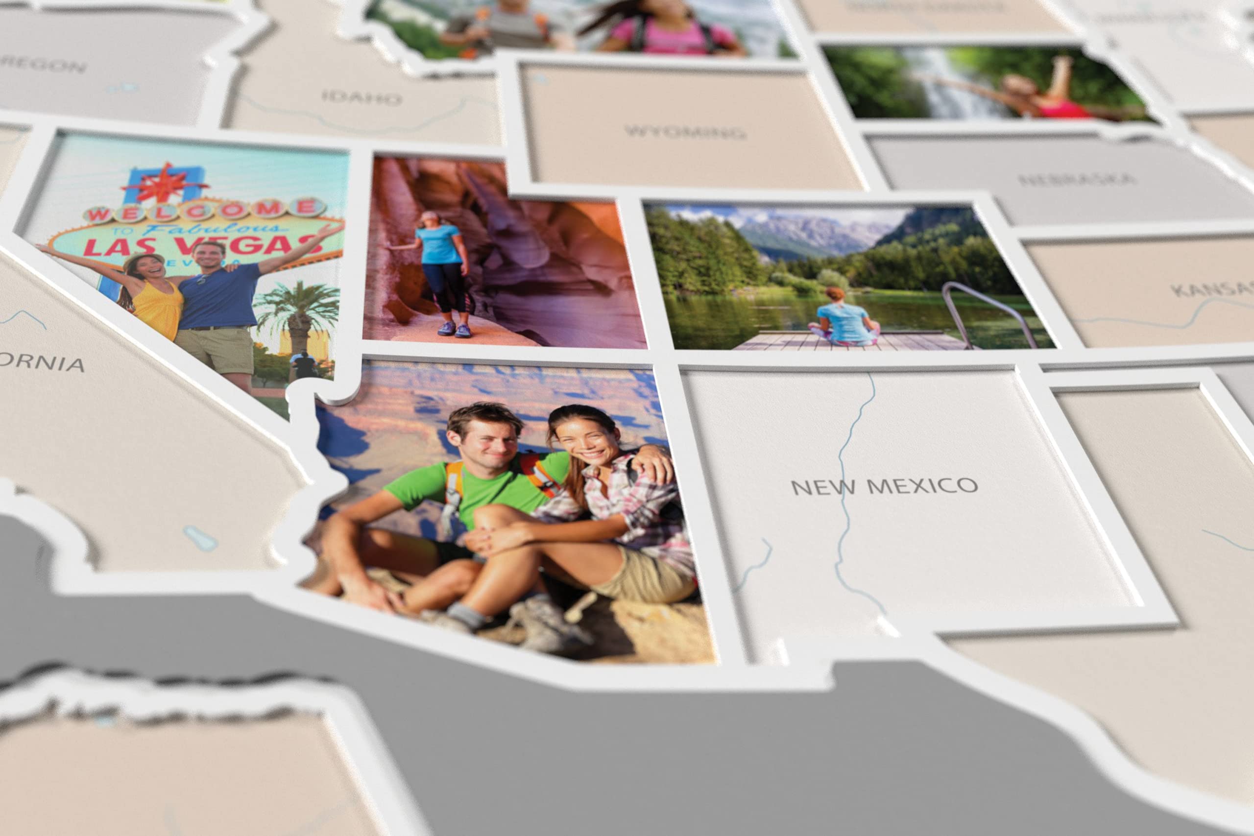 Personalized 50 States USA Photo Map - Custom American Made Wall Art - Printed Map with Optional Grey Frame - Perfect for Home Decor, Office Gifts & Travel Memories