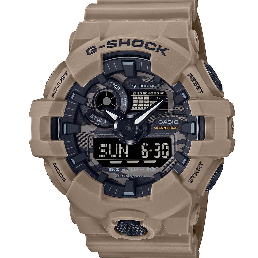 Casio G-Shock GA700CA-5A Digital Analog Watch for Men - Rugged Military Style, Shock Resistant, Waterproof - Perfect for Outdoor Sports, Hiking, and Adventure Activities