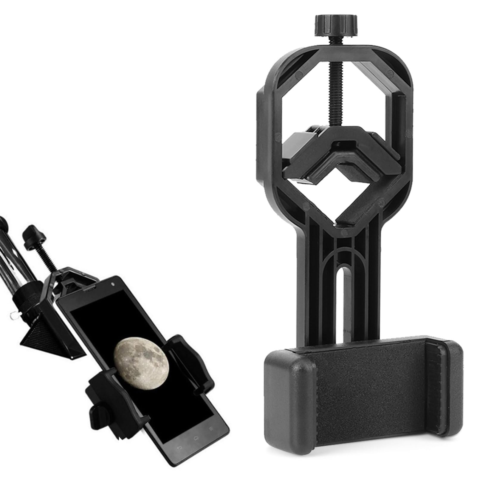 Telescope Phone Adapter - Universal Smartphone Mount for Binoculars & Monoculars | Durable Plastic Phone Bracket (Black) | Perfect for Stargazing, Bird Watching & Outdoor Adventures