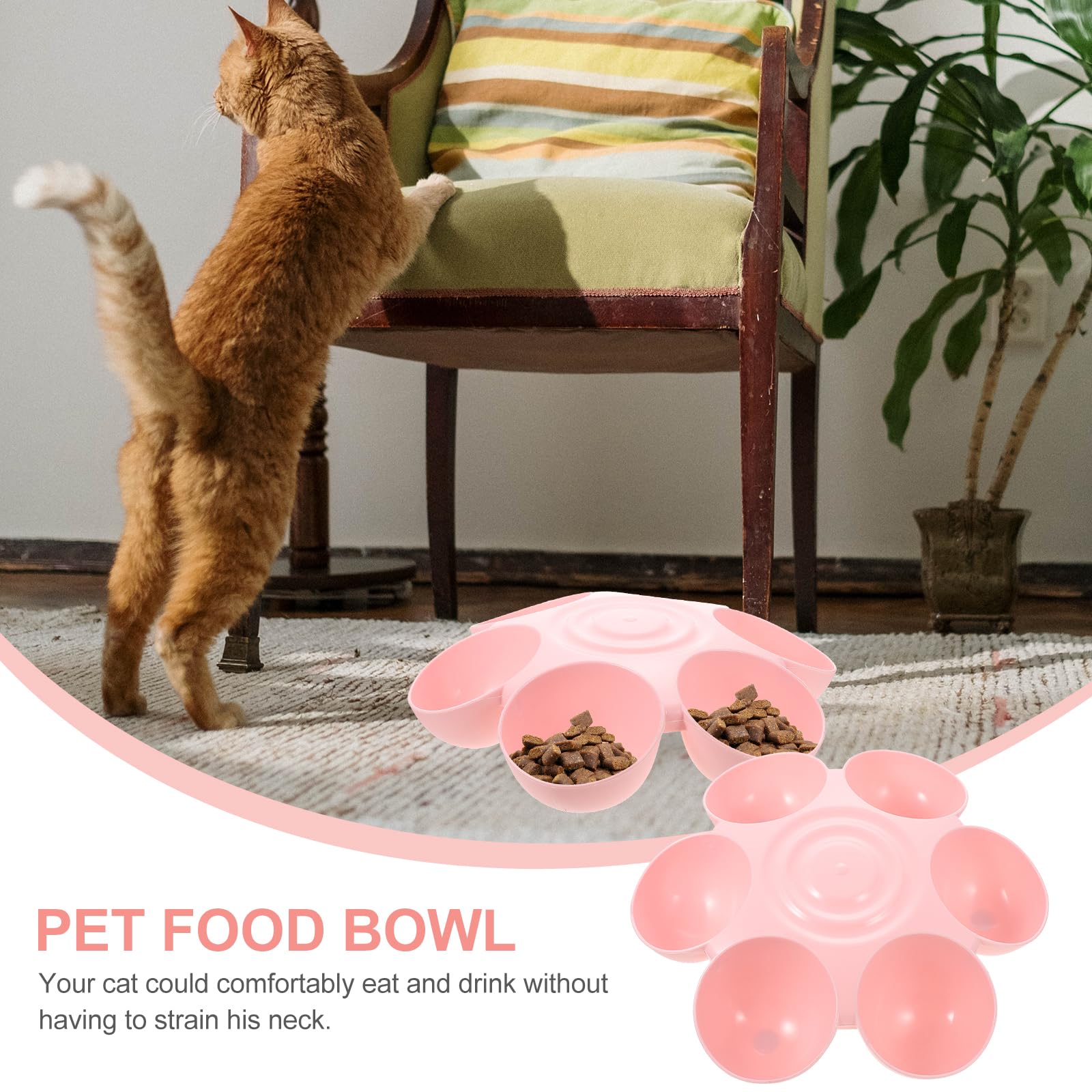 POPETPOP 6-Piece Cat Food and Water Bowl Set - Durable Pet Feeder for Kittens, Puppies, and Multiple Cats | Non-Slip Indoor Cat Dishes for Dry/Wet Food & Water | Perfect for Multi-Cat Homes, Automatic Feeders, and Pet Feeding Stations