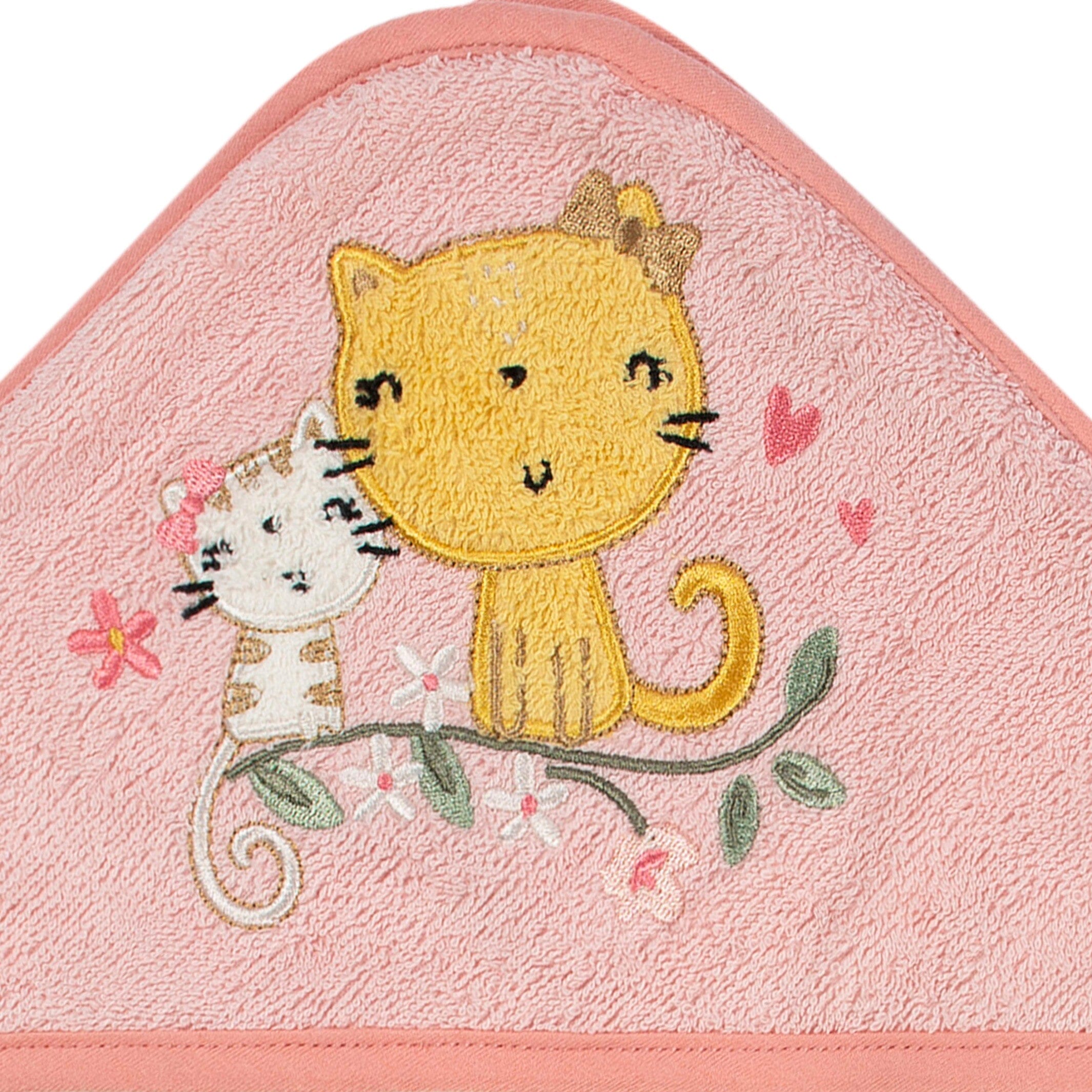 2 Pack Baby Girls Kitty Floral Hooded Towels - Soft Absorbent Bath Towel with Adorable Cat Design for Newborn Toddler Bath Time & Swimming Pool Use