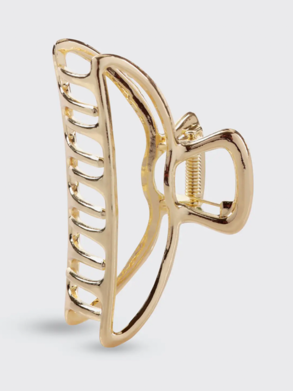 Kitsch Gold Open Shape Claw Clip - Elegant Hair Claw for Women | Perfect for Updos, Ponytails & Everyday Hairstyles | Great for Work, Parties & Special Occasions