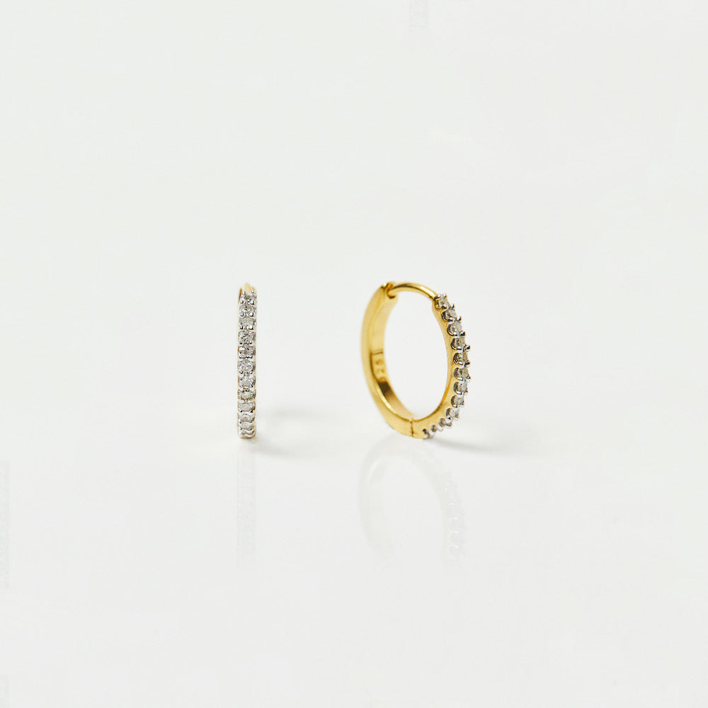 Mini Diamond Huggie Hoops - 14K Gold Plated Small Hoop Earrings for Women, Everyday Wear & Special Occasions