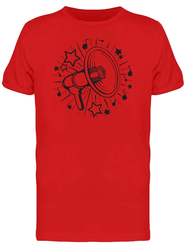 Hand Drawn Megaphone Graphic T-Shirt for Men - Red Cotton Tee | Casual Streetwear & Concert Outfit