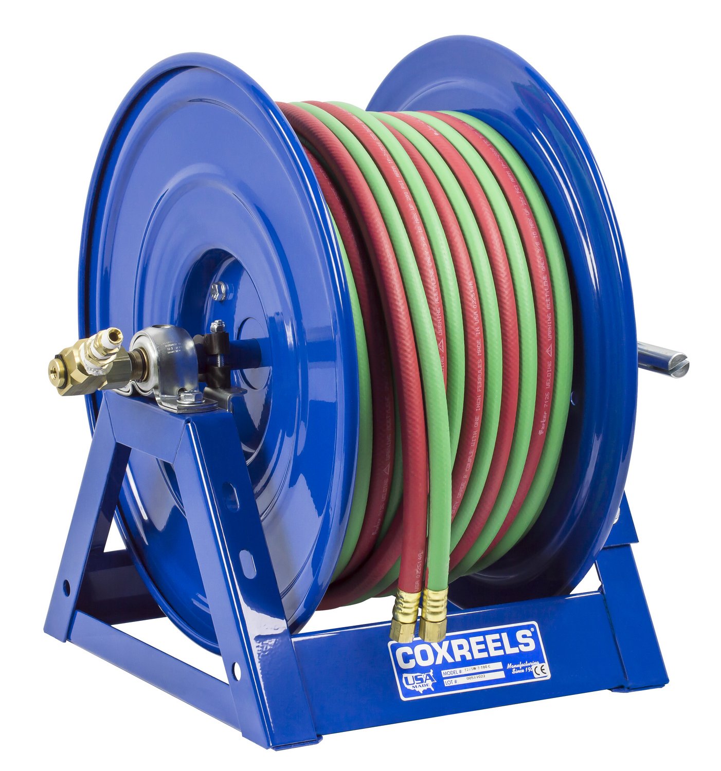 Dual Hose Hand Crank Welding Reel for Oxy-Acetylene | Coxreels 1275WL-3-150-C | 3/8