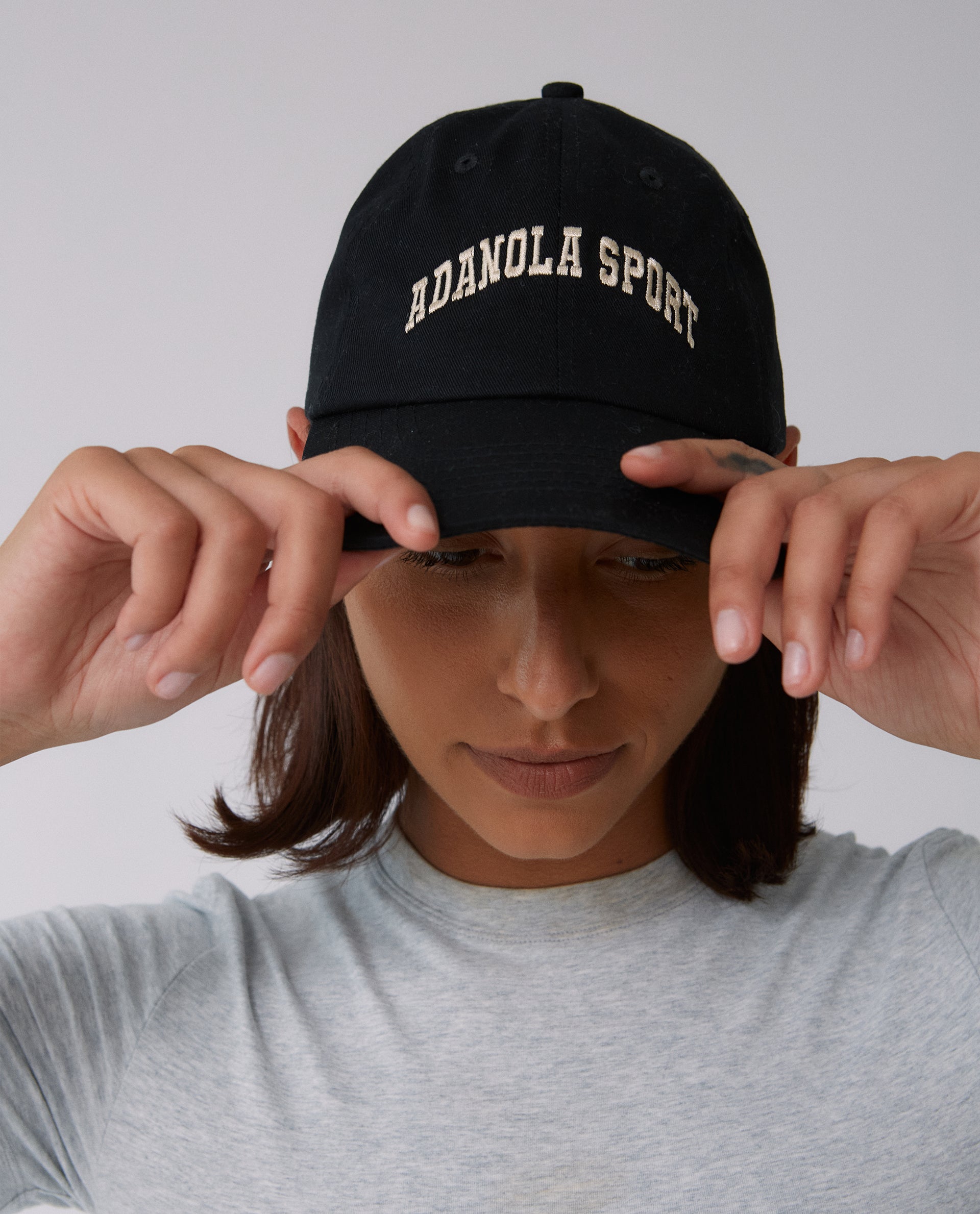 Adanola Sport Cap - Black & Cream | Adjustable Unisex Baseball Hat for Running, Hiking & Outdoor Activities