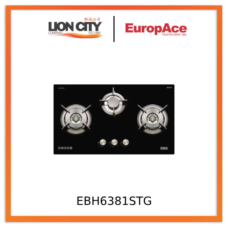 Europace EBH6381STG 80cm Built-In 3-Burner Gas Hob - Premium Stainless Steel Cooktop for Modern Kitchens | Perfect for Home Cooking, Baking & Entertaining