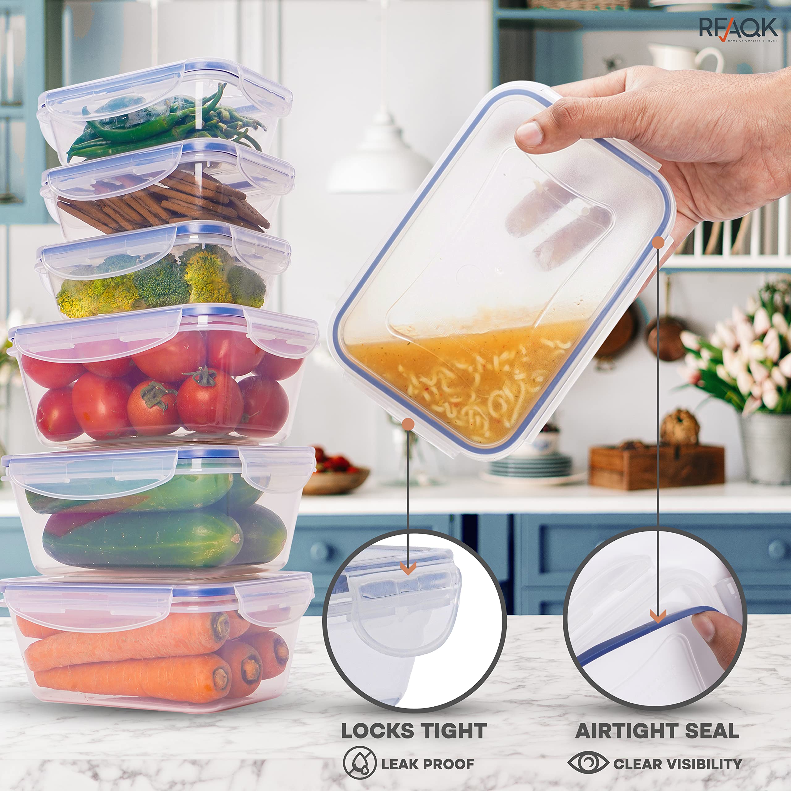 52-Piece Airtight Food Storage Containers Set (34oz to 1.35oz) - BPA-Free Clear Plastic Meal Prep Containers with Leakproof Lids - Microwave & Freezer Safe - Perfect for Kitchen Organization, Meal Prepping, Leftovers & Pantry Storage