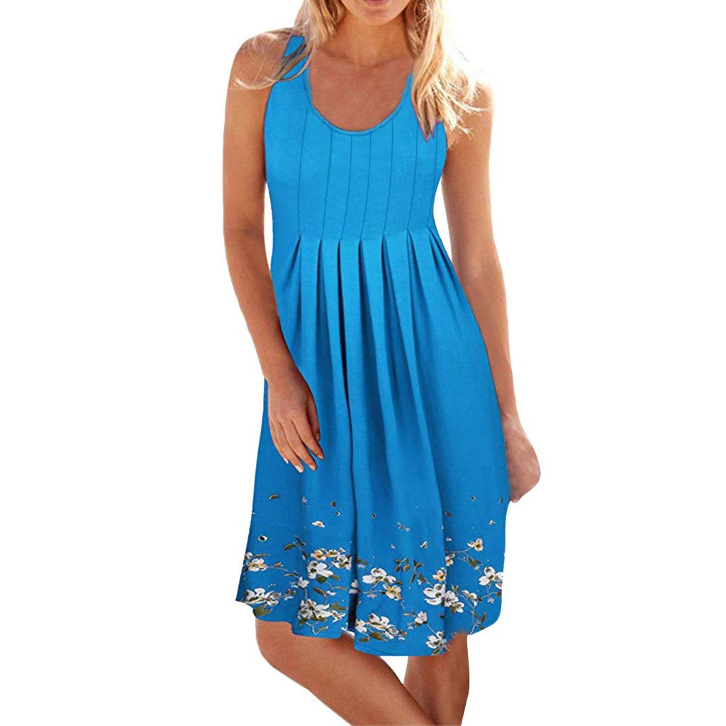Solid Color Empire Sleeveless Summer Dresses for Women - Breathable Polyester Casual Dress with Flattering Print - Perfect for Beach Vacations, Date Nights & Summer Parties