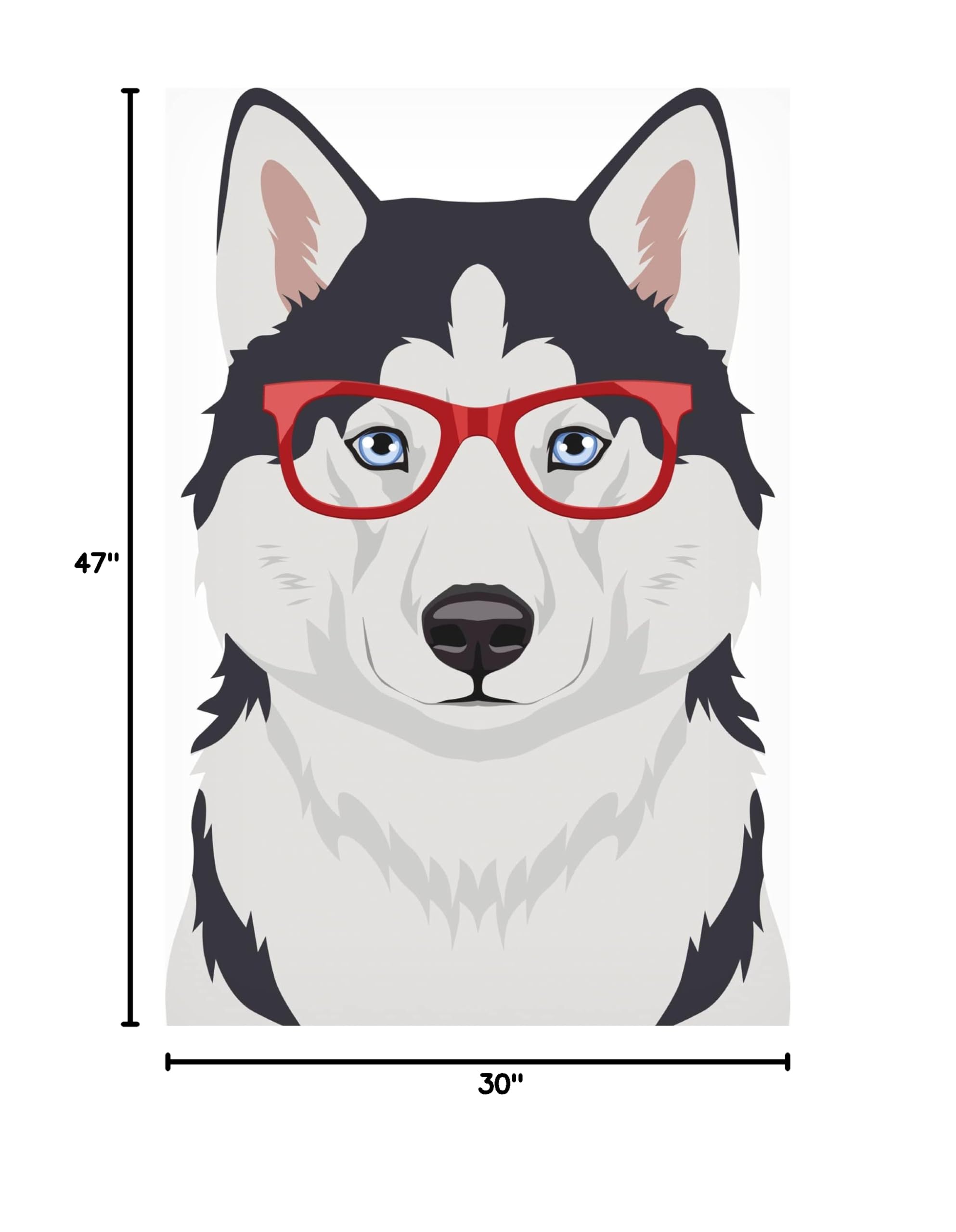Husky Wearing Hipster Glasses Canvas Wall Art - Funny Dog Portrait Print for Home & Office Decor - Perfect Gift for Dog Lovers