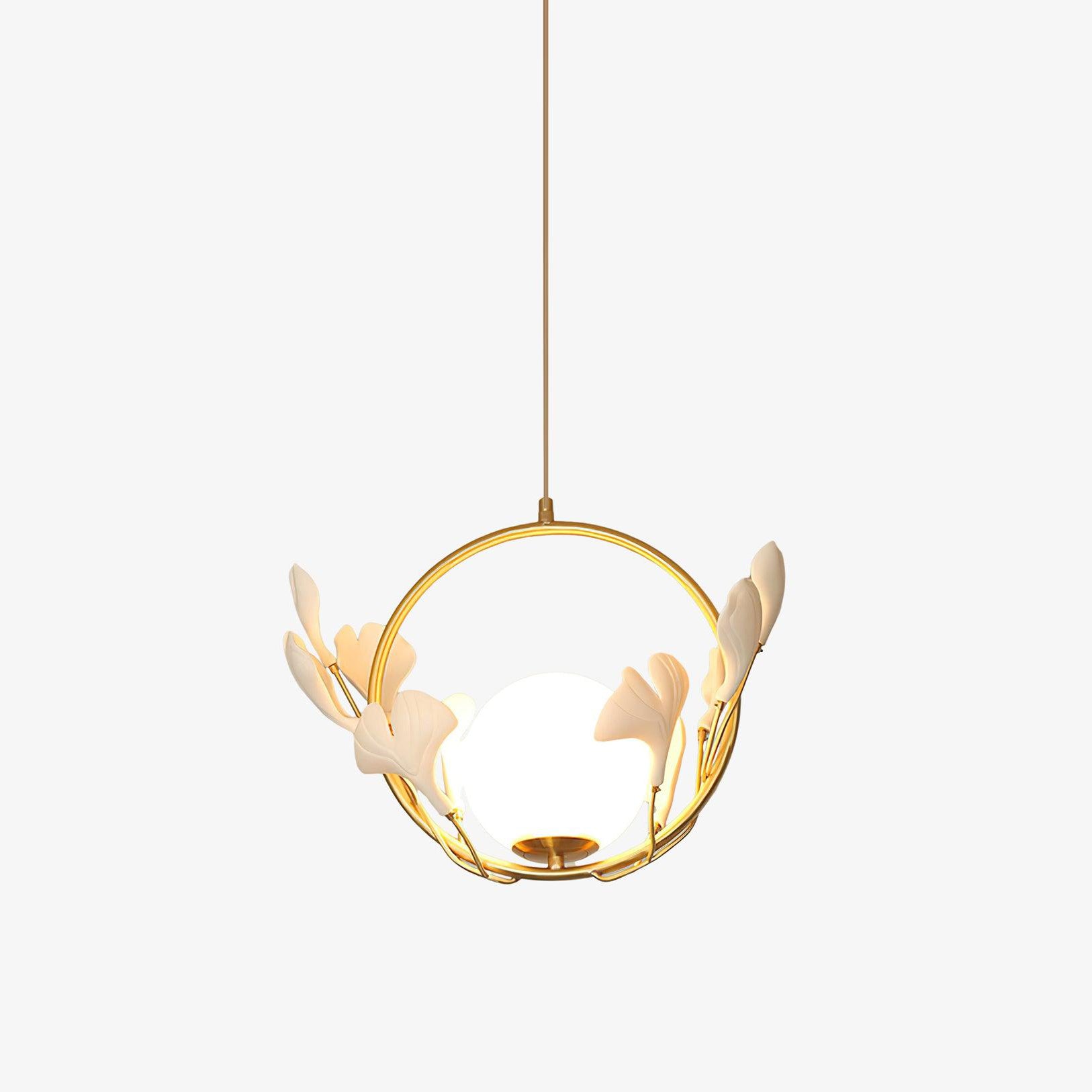 Gingko Leaf Pendant Light - Modern Handmade Glass Ceiling Lamp for Living Room, Bedroom, Dining Room - Nature-Inspired Home Decor Lighting Fixture