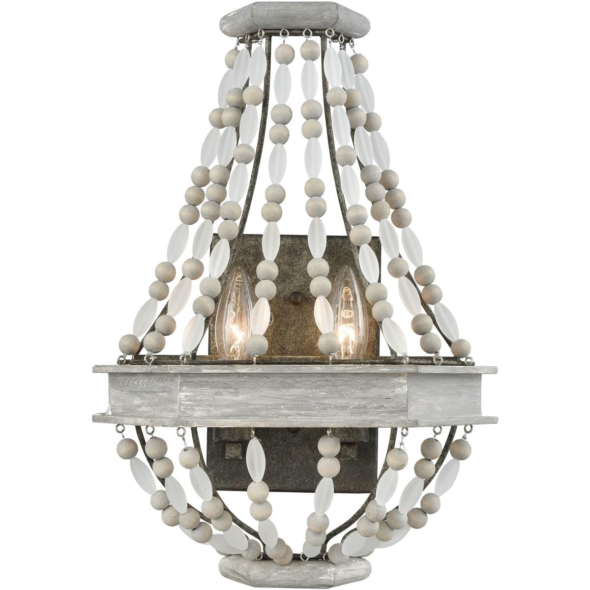 Elk Lighting Summerton 2 Light Wall Sconce - Washed Gray & Malted Rust Finish - Perfect for Bedroom, Living Room, and Hallway Lighting Decor