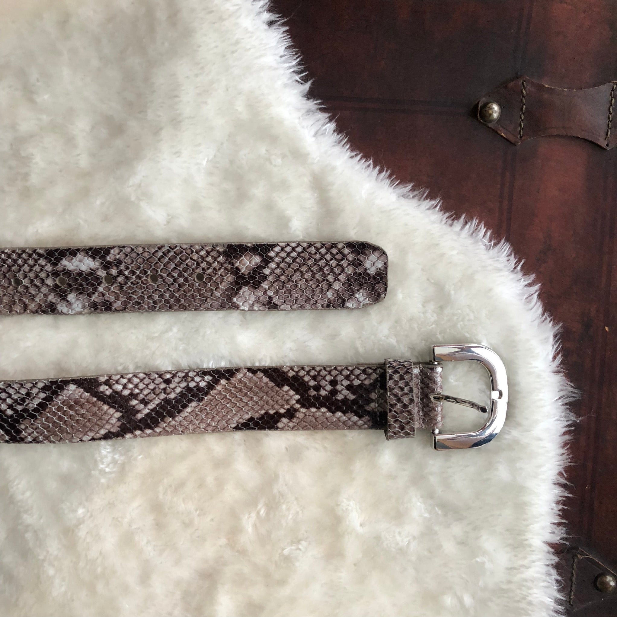 JIL Genuine Leather Desert Snake Print Belt for Men - Stylish Western Fashion Accessory for Jeans, Casual & Formal Outfits