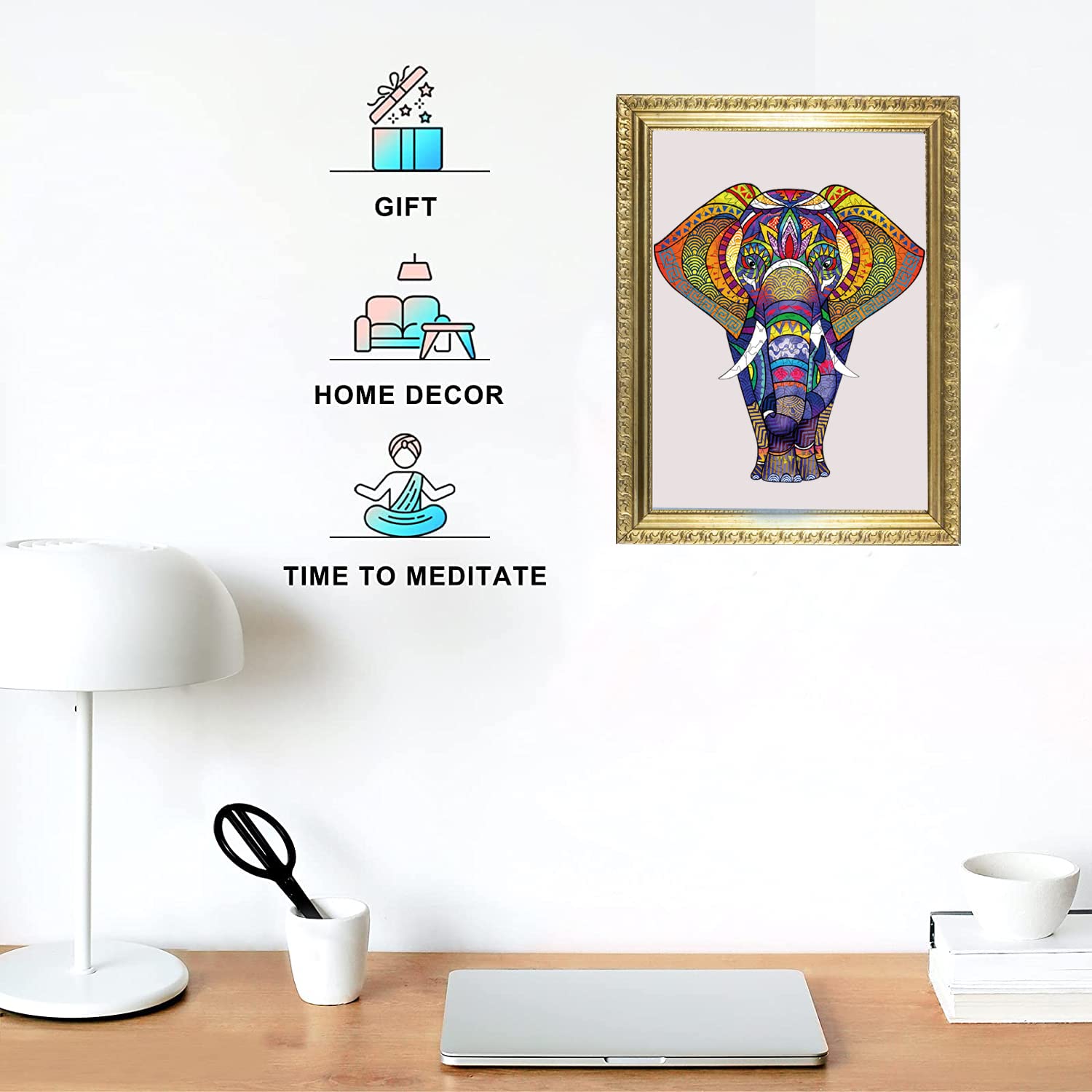 194-Piece Wooden Jigsaw Puzzle for Adults - Unique Animal-Shaped Elephant Puzzle, Laser-Cut Wooden Brain Teaser, Perfect Gift & Family Game (10.8x12 Inch) - Great for Stress Relief, Cognitive Training & Family Bonding Activities