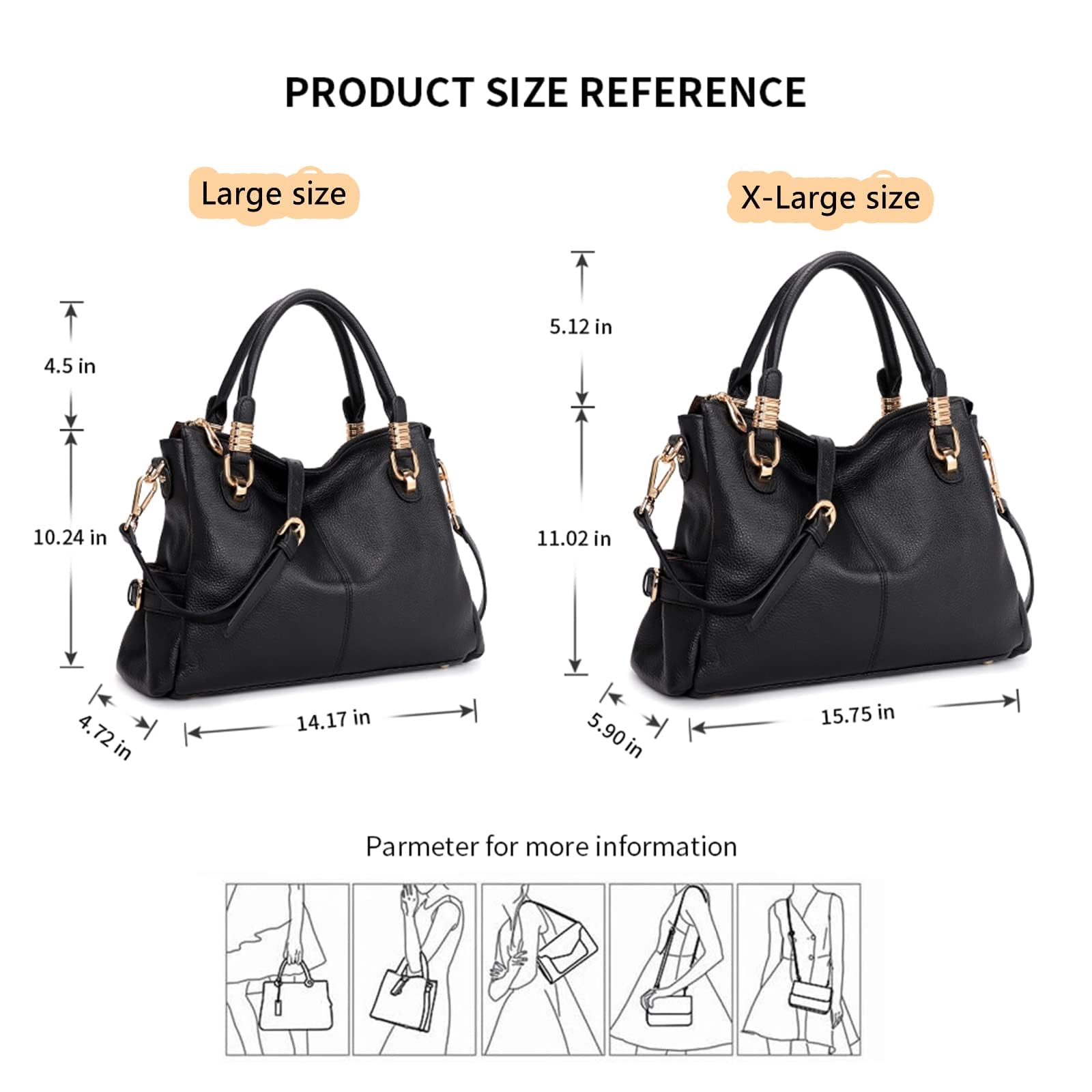 Kattee Soft Women's Genuine Leather Handbags - Stylish Satchel Tote & Shoulder Bag for Work, Travel & Everyday Use