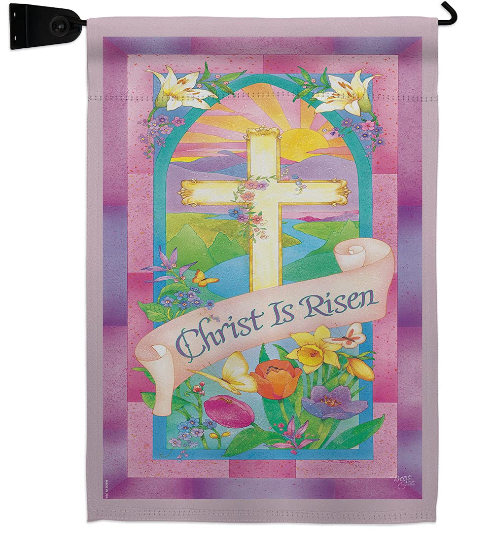 Breeze Decor Christ is Risen Easter Garden Flag Set - Double-Sided Spring Christian Holiday Decoration for Mailbox, Yard & Home - Made in USA | Perfect for Easter Celebrations, Church Events & Christian Home Decor