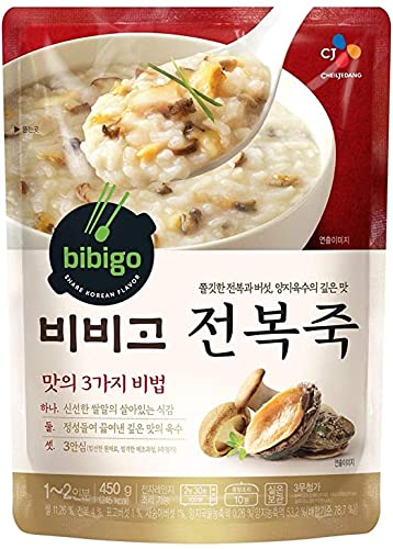 BIBIGO Korean Abalone Rice Porridge - Healthy Instant Ready Meal, 450g (Pack of 6) | Quick & Nutritious Breakfast, Lunch, or Dinner | Perfect for Busy Professionals & Students