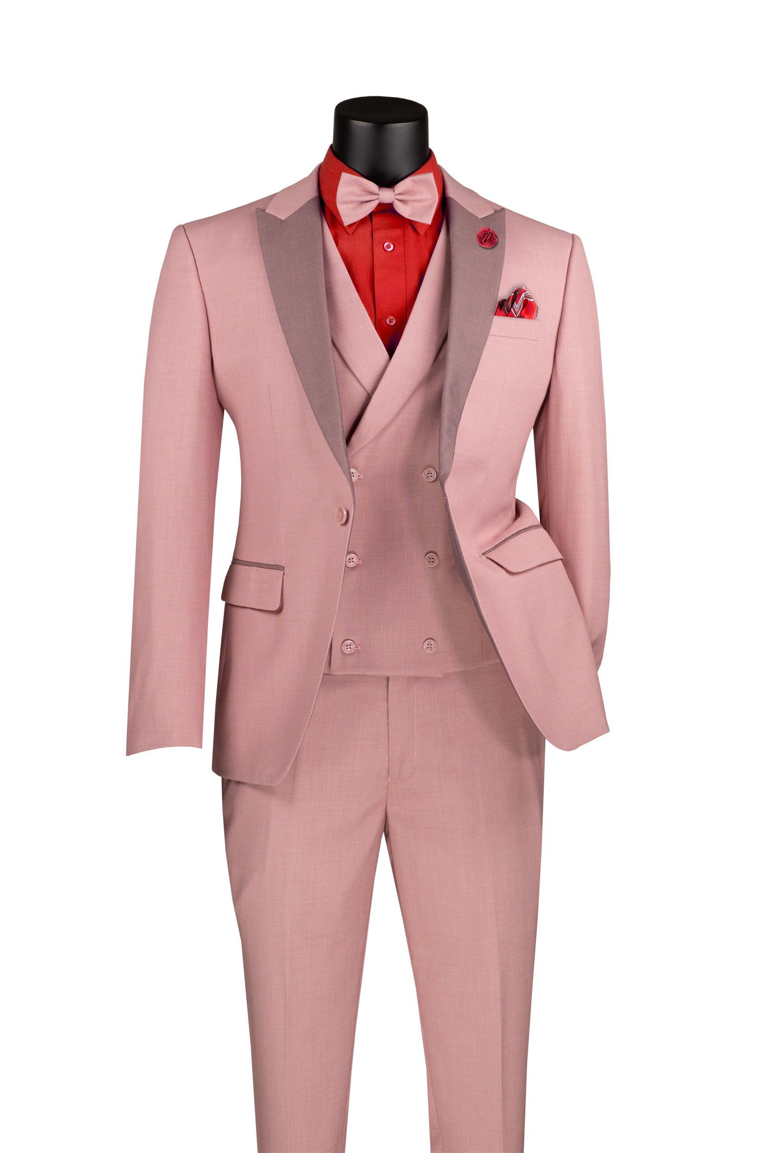 Italia Collection Slim Fit 3-Piece Suit - 1 Button Mauve | Formal Business Attire & Wedding Suit for Men