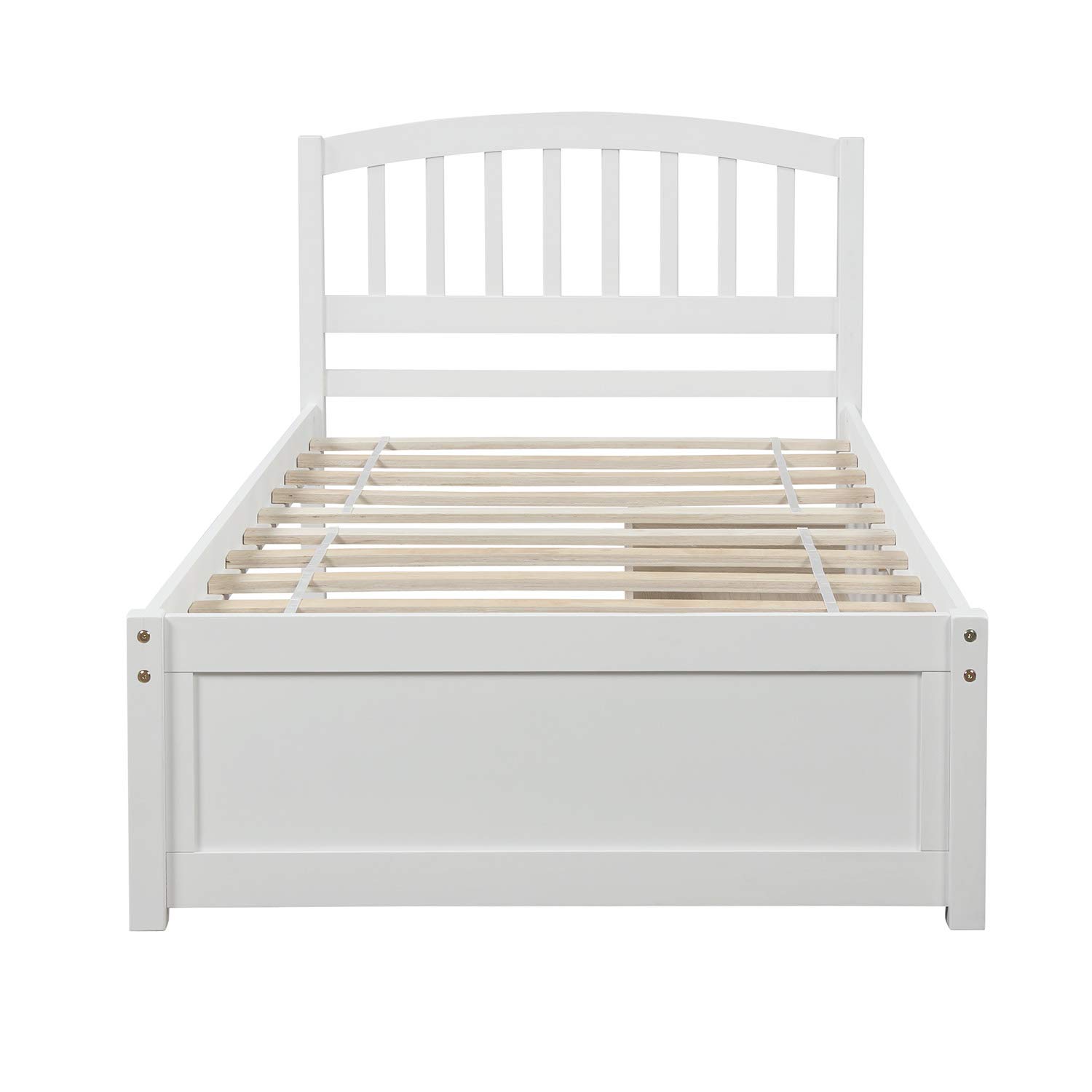Twin Platform Storage Bed Frame with 2 Drawers & Headboard - White Wooden Bed for Small Space & Guest Room - Perfect for Apartments, Dorms & Modern Bedrooms