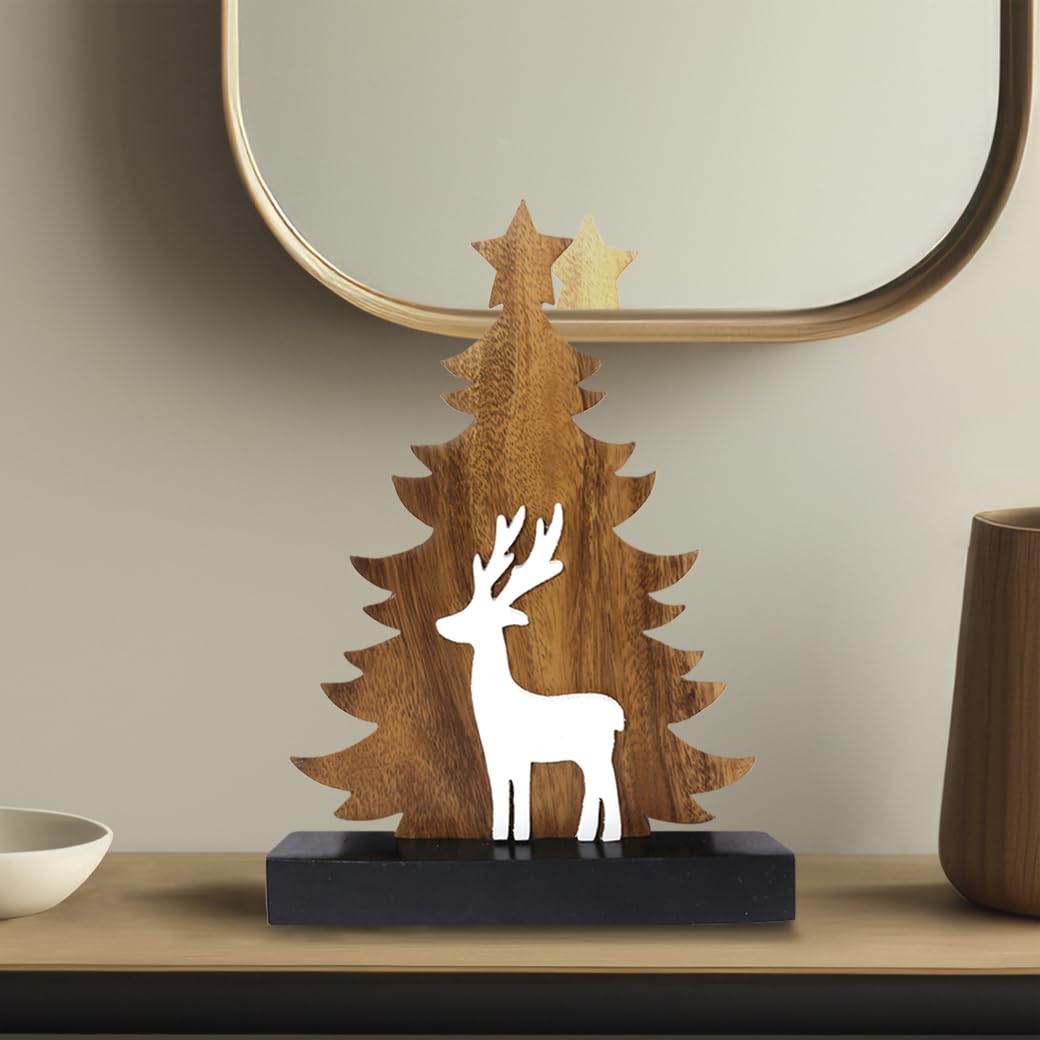 Handcrafted Solid Wood Christmas Tree Centerpiece - Holiday Home Decor for Living Room, Bedroom, Dining Table & Farmhouse - Perfect Housewarming Gift & Seasonal Decoration (Christmas Tree Decor, Coffee Table Centerpiece, Kitchen Decor)