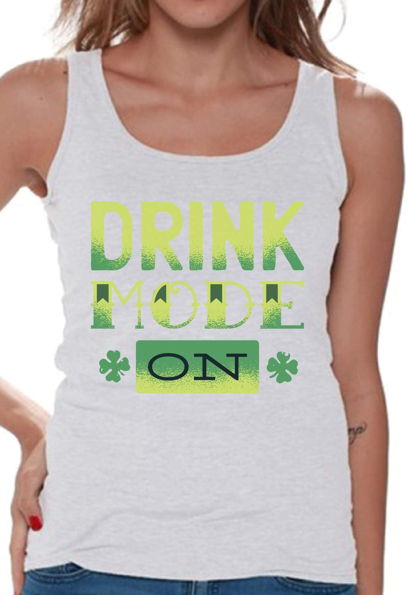 Patty's Day Sleeveless Tank Top for Women - Funny St. Patrick's Day Shirt with 'Drink Mode On' Design | Perfect Irish Gift for Pub Crawls & Festive Celebrations