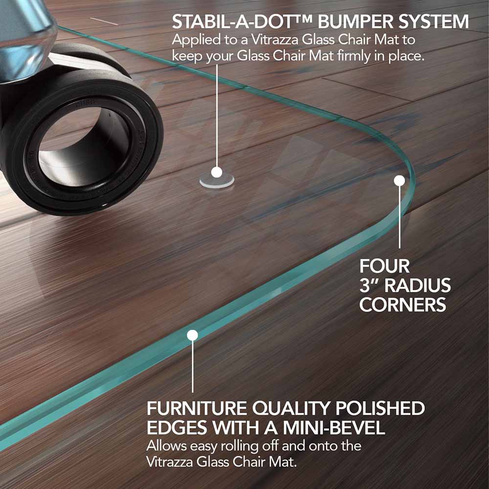 48 x 48 Inch Clear Square Glass Chair Mat for Hardwood Floors & Office - Protects Floor from Scratches & Rolling Chairs